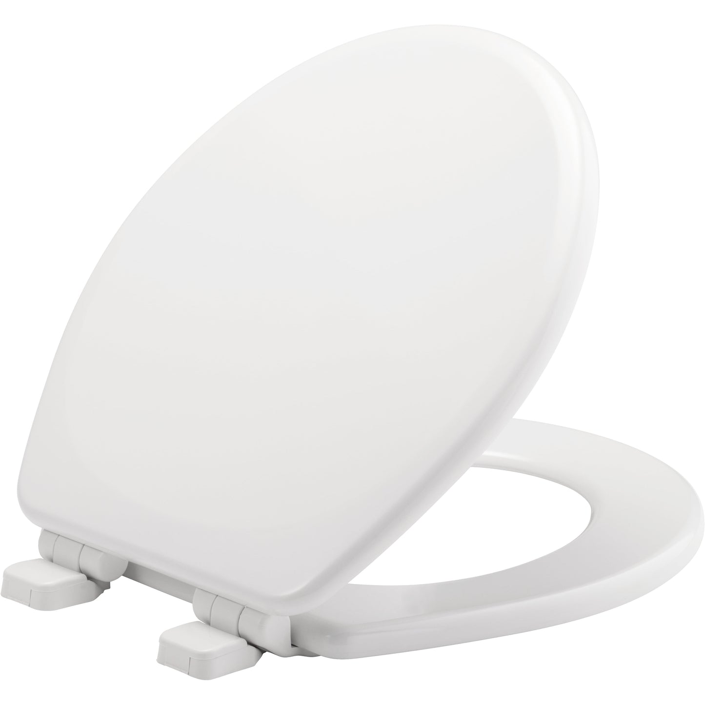 Mayfair LannonÂ® Slow Close Round Enameled Wood Toilet Seat in White Adjustable and Never Loosens