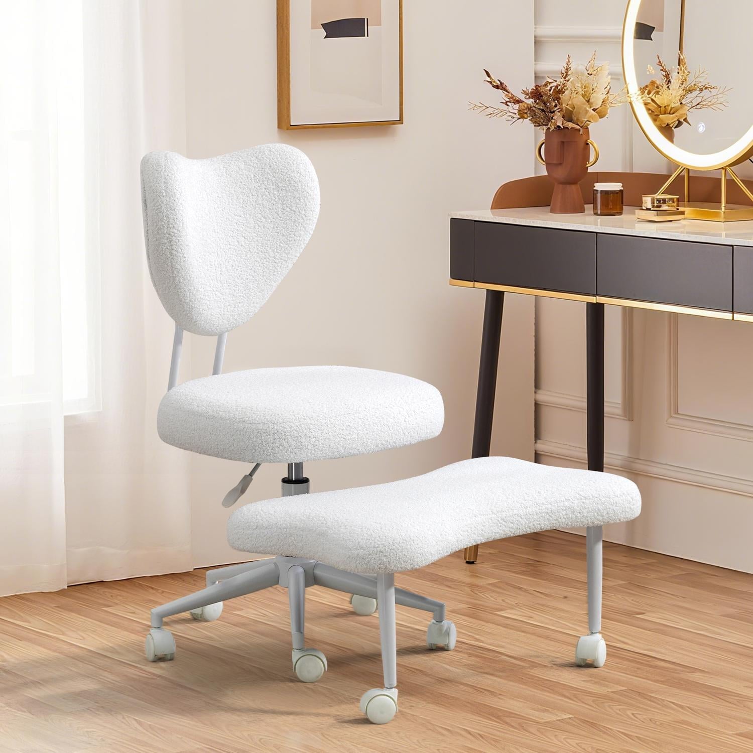 Meditation Chair, Ergonomic Cross Legged Seating Chair with Lumbar Support and Height Adjustable Seat Cushion, Kneeling Chair with 360-Degree Swivel Casters for Office, Yoga, or Home, Beige