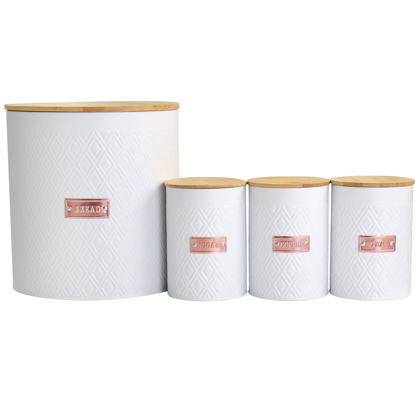 MegaChef 4 Piece Iron Canister Set in White