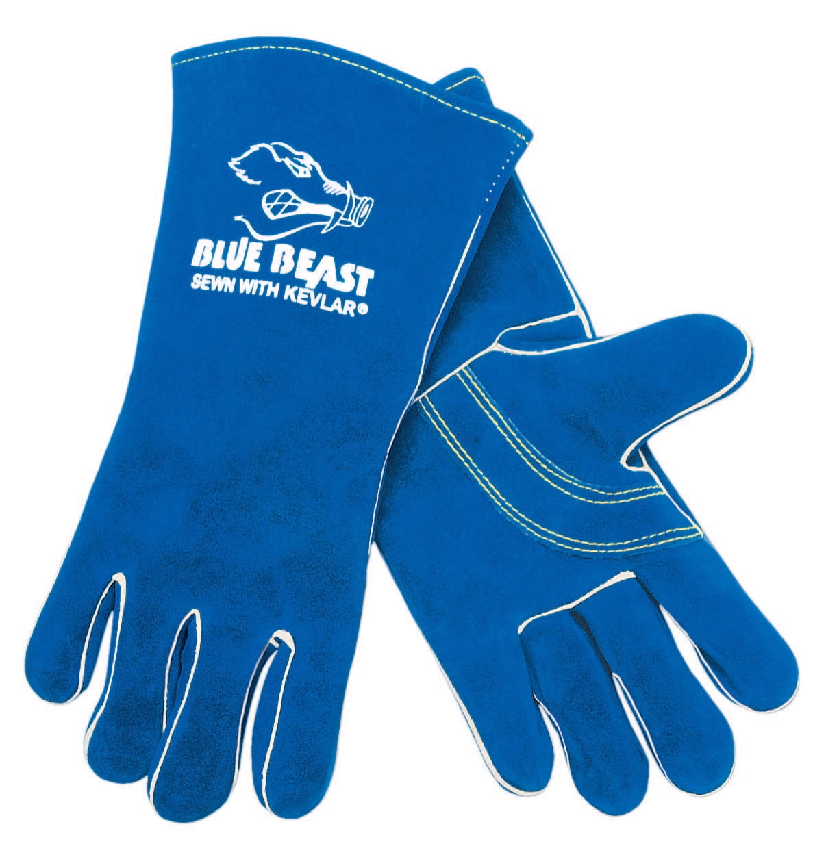 Blue Beast 4600-XL Select Side-Split Leather Welding Work Gloves, XL, Blue, Gauntlet Cuff, 1 Pair