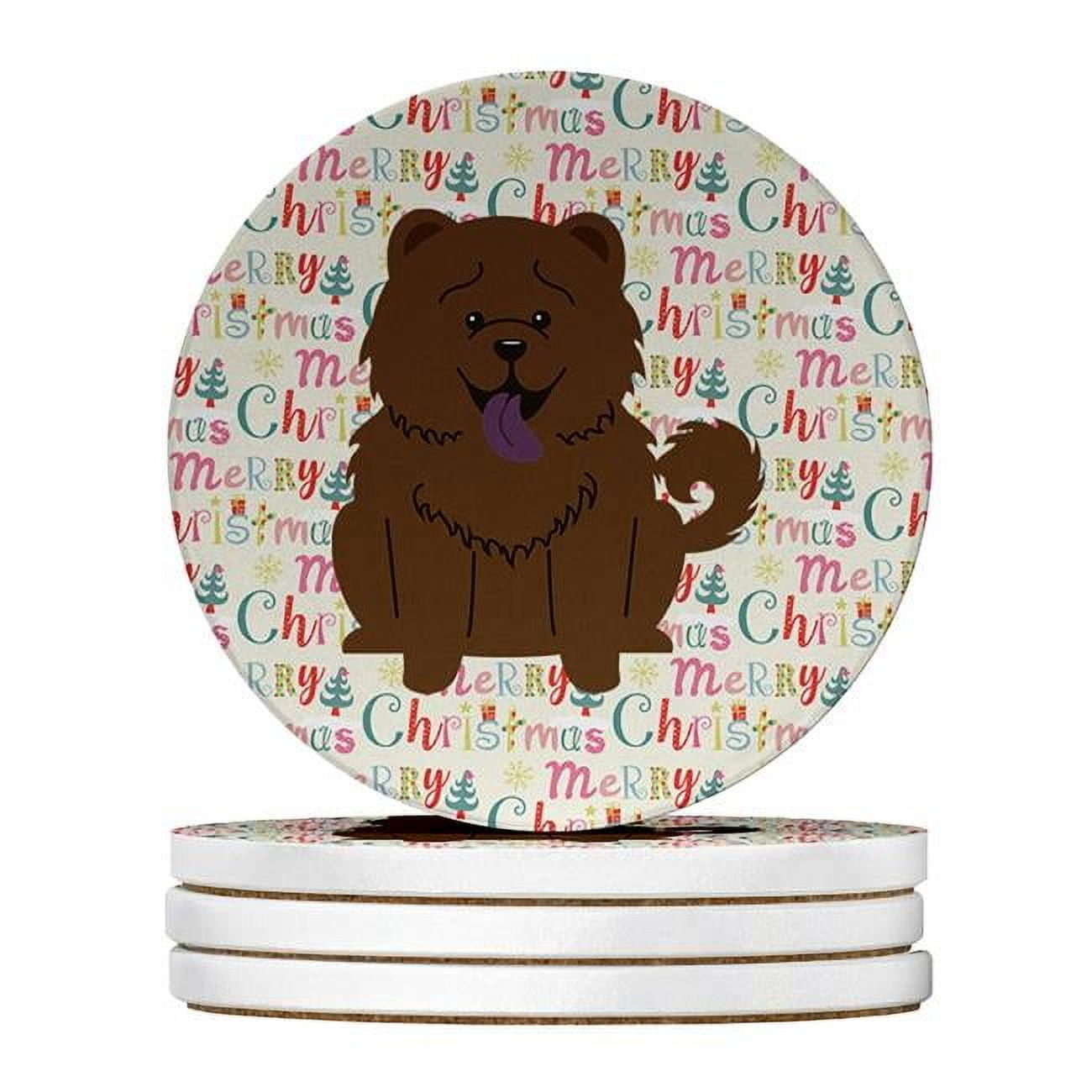 Merry Christmas Chow Chow Chocolate Large Sandstone Coasters Pack of 4 4 in x 4 in