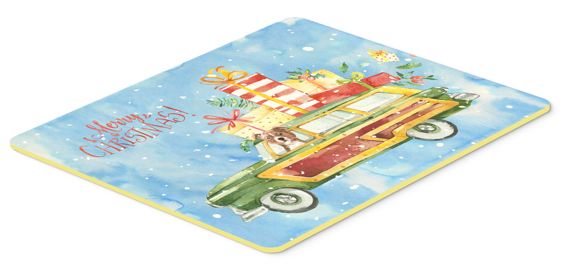 Merry Christmas Red Staffie Bull Terrier Kitchen or Bath Mat 24x36