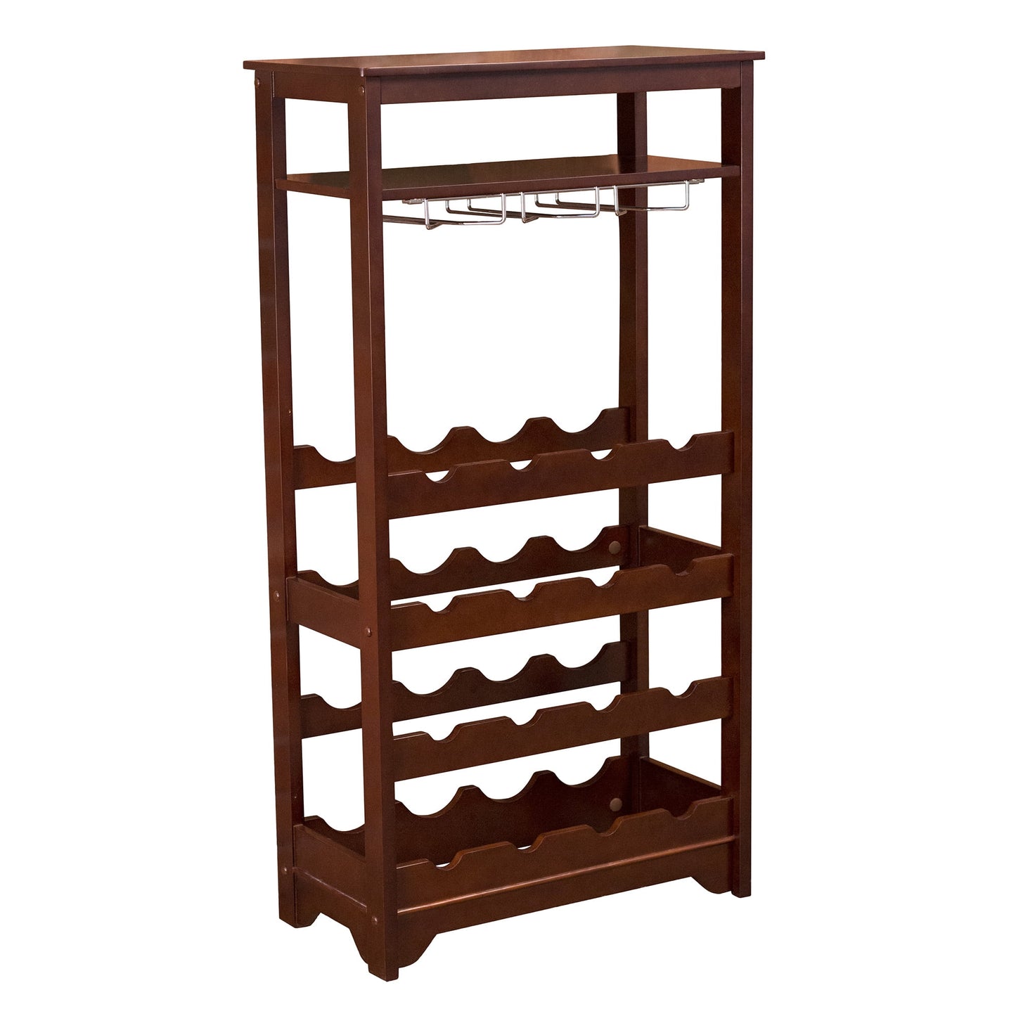 39.75" Brown Tall Rectangular Compact 16-Bottle Wine Rack