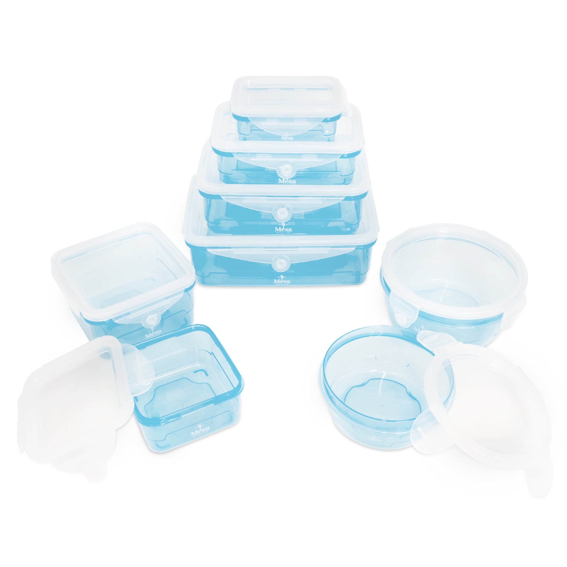 Mesa Living Plastic Food Storage Containers, Clear, Silicone Lids, Click Lock, 8 Piece Set