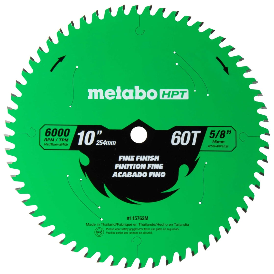 Metabo HPT 10-In Miter Saw Blade, 60-Tooth, 115762M