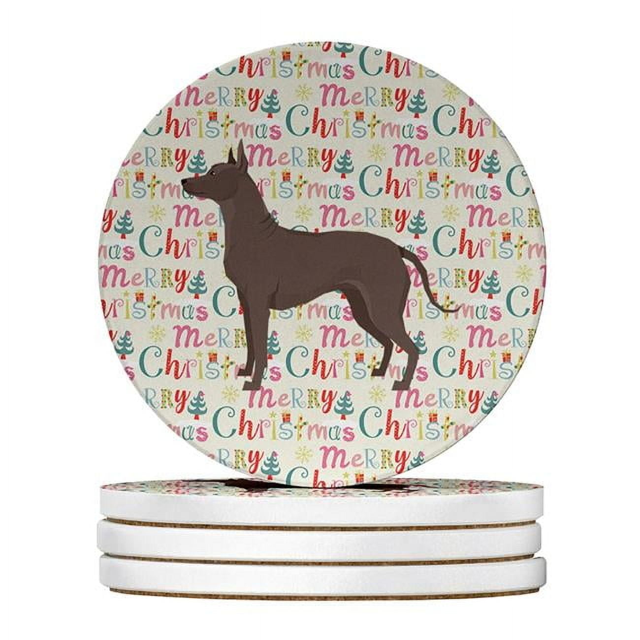 Mexican Hairless Dog Xolo Merry Christmas Large Sandstone Coasters Pack of 4 4 in x 4 in