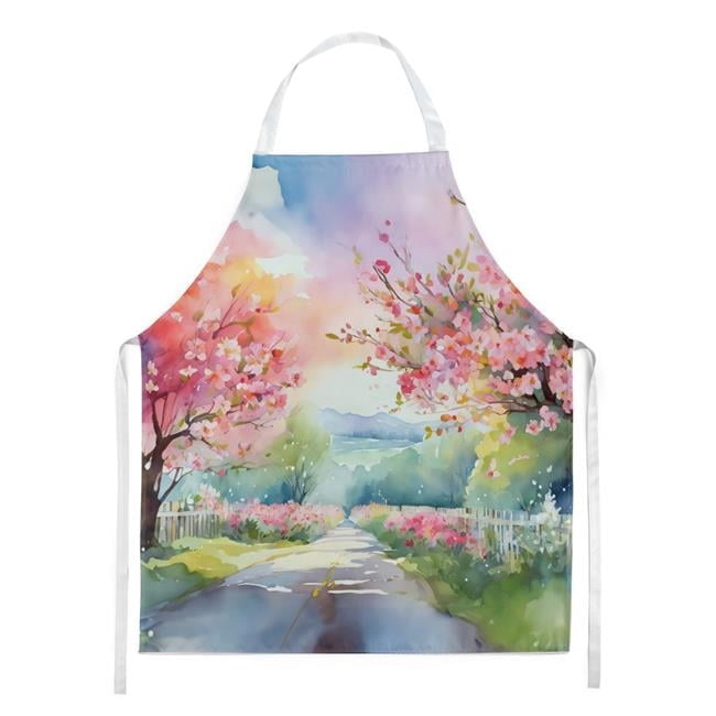 Michigan Apple Blossoms in Watercolor Apron 27 in x 30 in