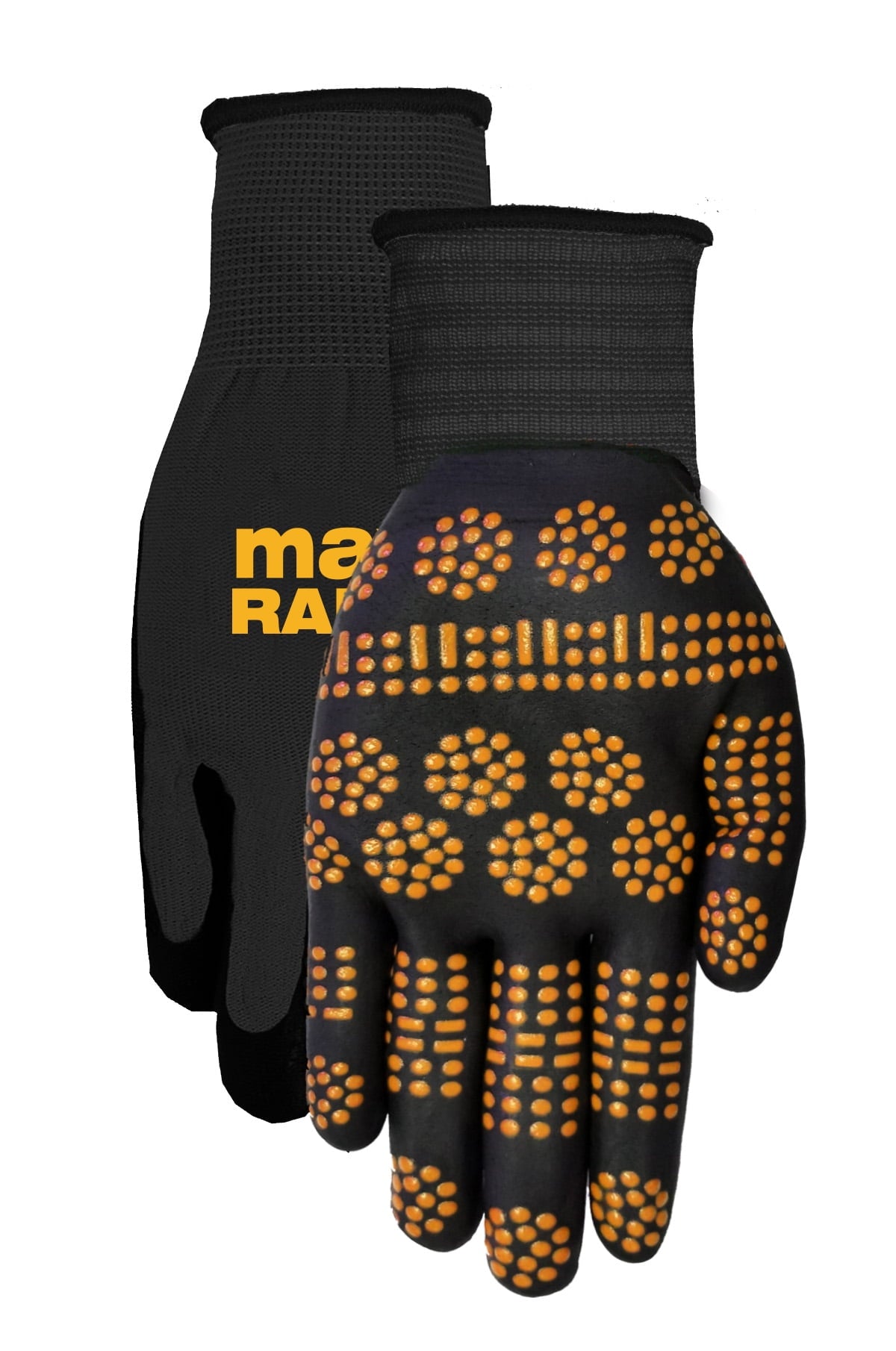MidWest Gloves & Gear, Unisex, 6 Pack of Radial Max Gripâ„¢ Gloves, Black and Yellow, Size SM