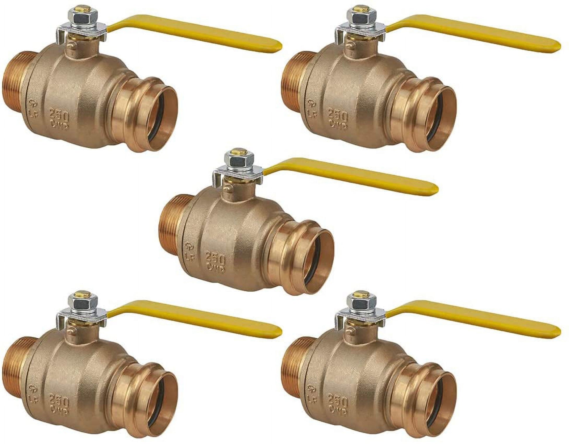 Midline Valve 542001VLVM-5 Premium Adapter Ball Valve, with 1 in. Press x MIP Connections, Brass (Pack of 5)