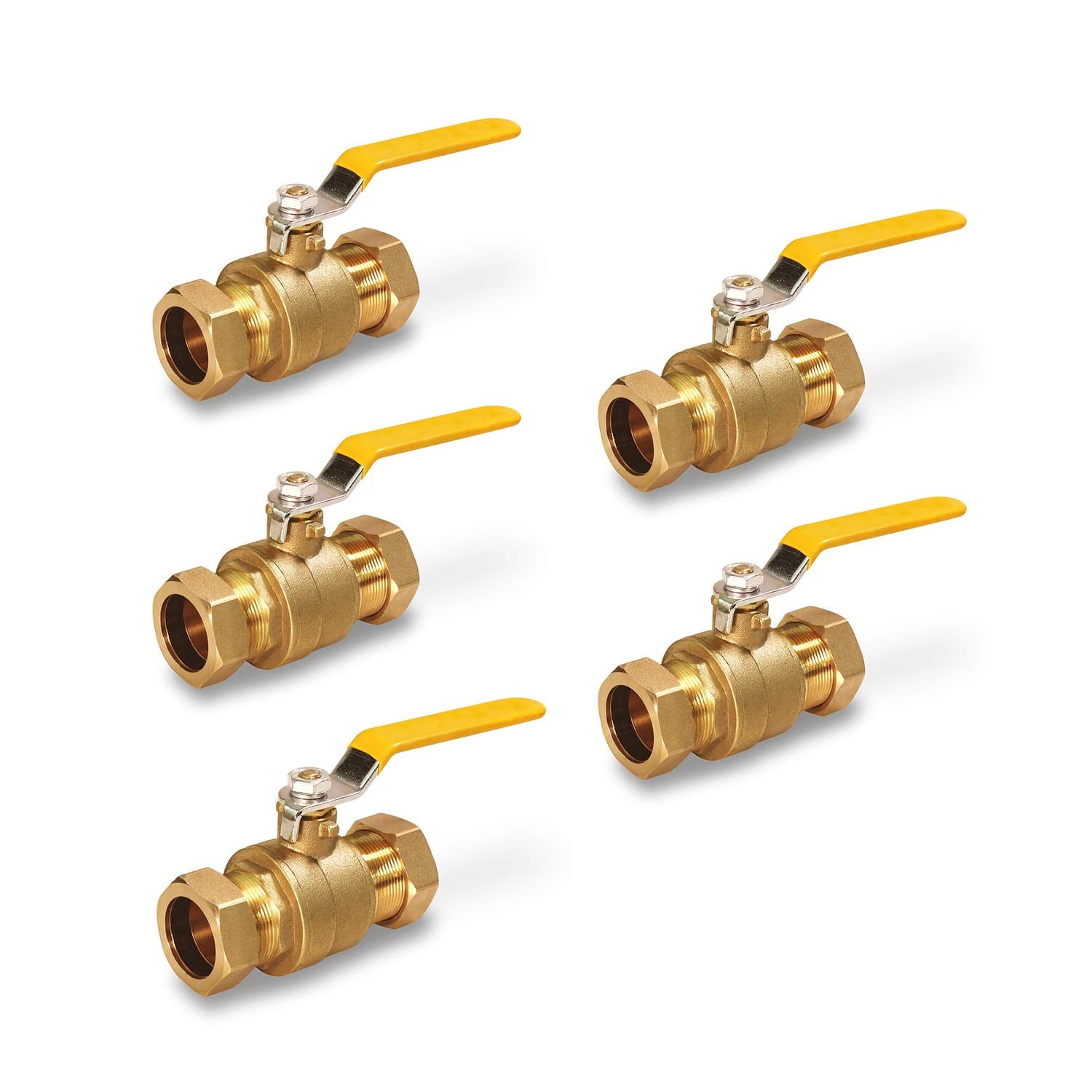 Midline Valve 822223M-5 Premium Brass Full Port Ball Valve, 1 in. Compression Connections (5 Pack)