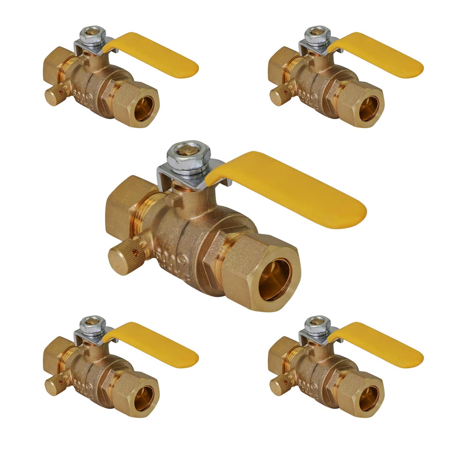 Midline Valve 947223M-5 Premium Brass Full Port Ball Valve with Drain, 1 in. Compression Connections (5 Pack)