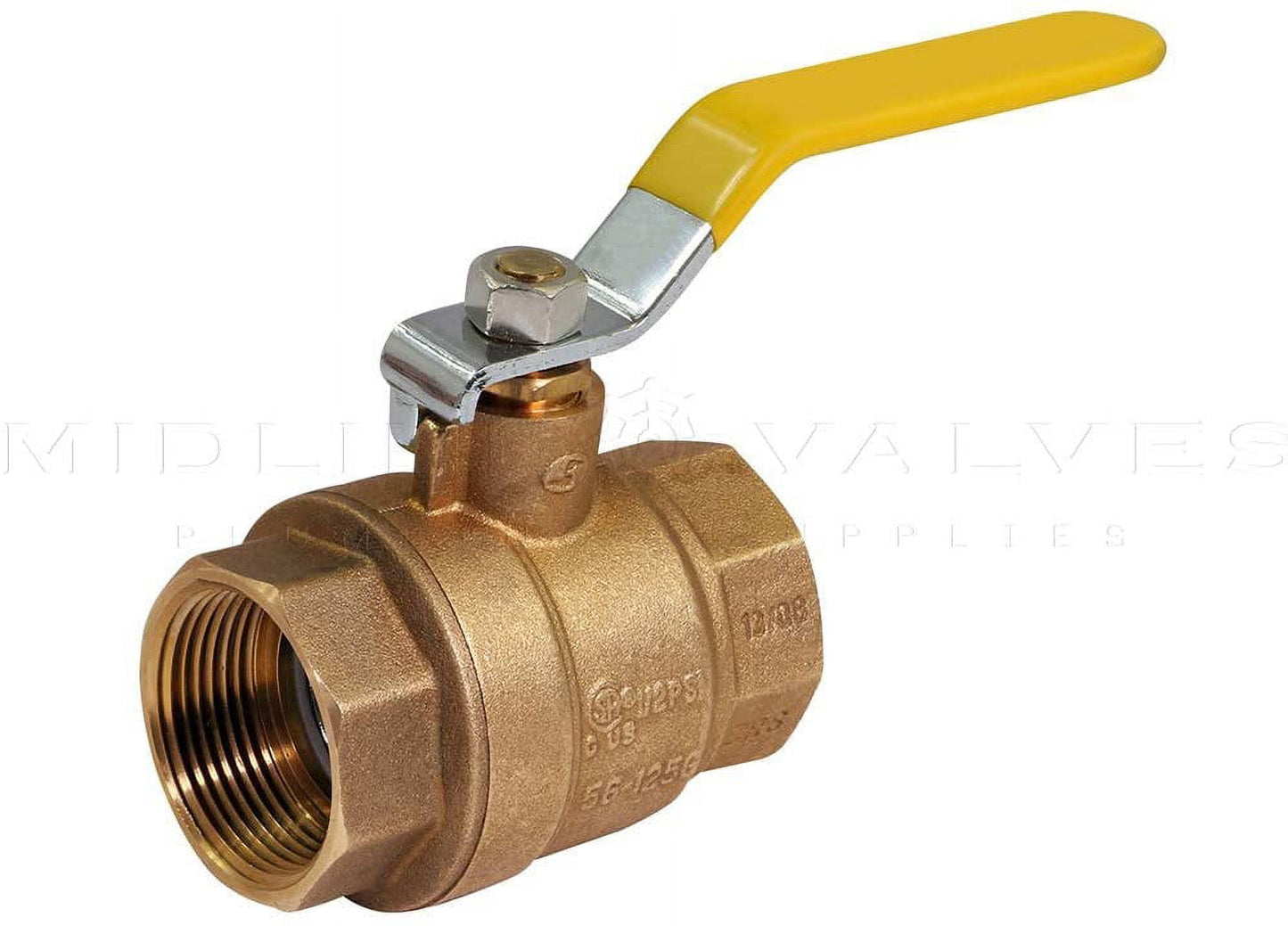 Midline Valve FxFLH22GAS Premium Brass Gas Ball Valve, with 2 in. FIP Connections