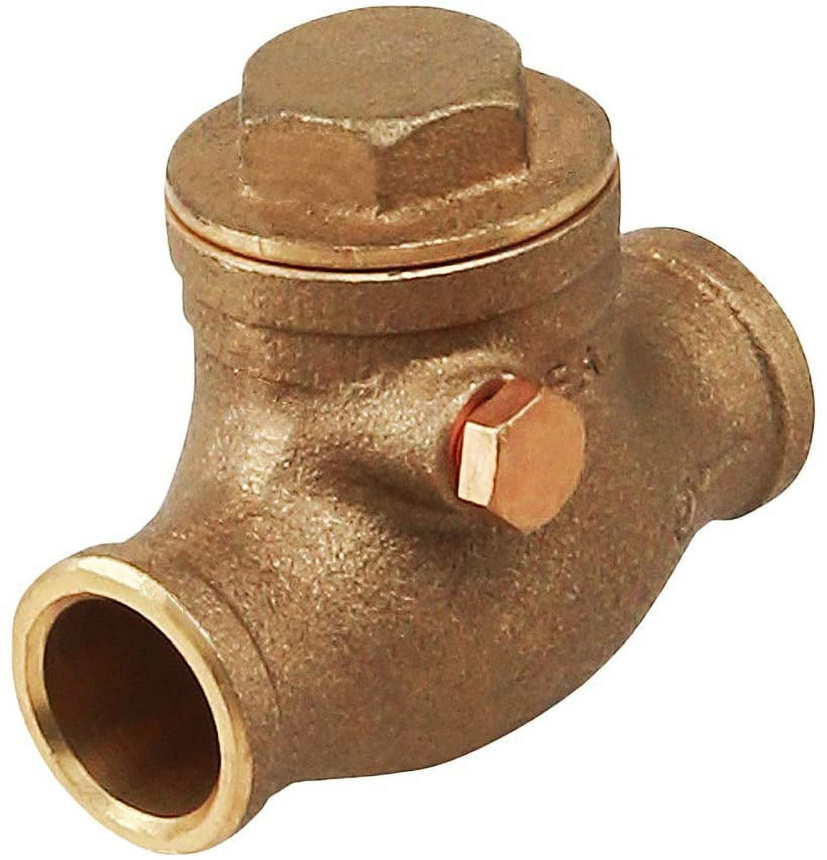 Midline Valve Swing Check Valve, Backflow Prevention, Lead-Free, 1 in. Sweat Connections, Cast Brass