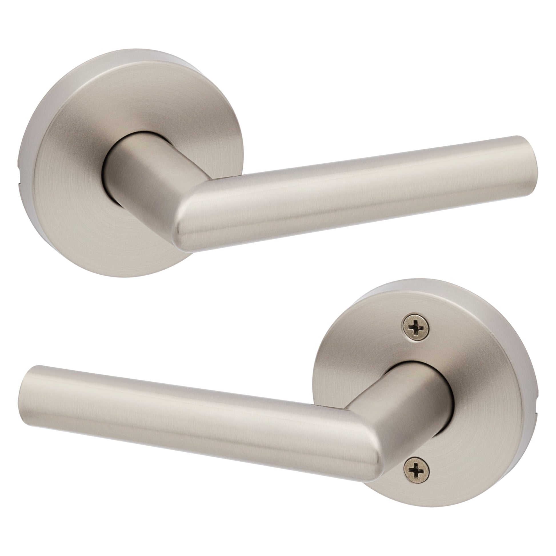 Kwikset Milan Round Passage Lever Doorknob Satin Nickel
