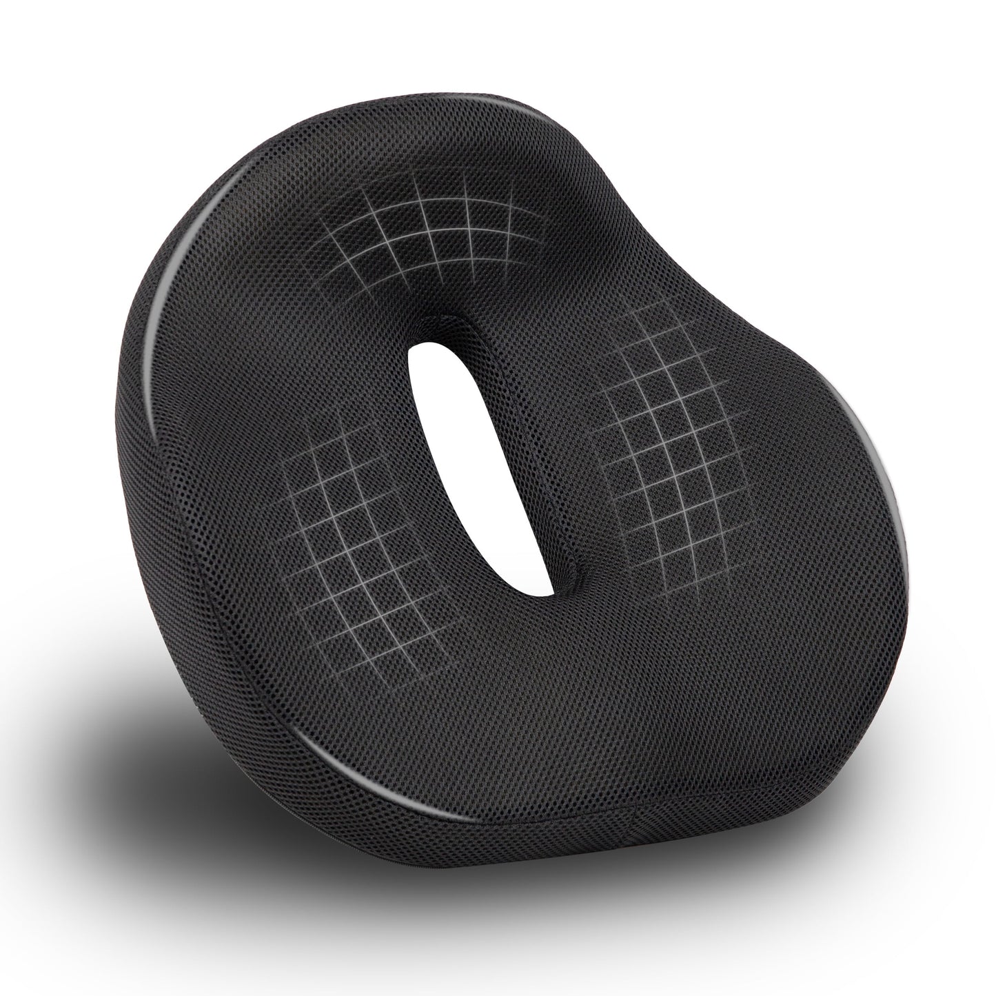 Mind Reader Donut Pillow with Air-Cloud Technology, Ergonomic Memory Foam Seat Cushion for Tailbone, Hemorrhoid, Pregnancy & Lower Back Pain Relief, Washable Cover, Black