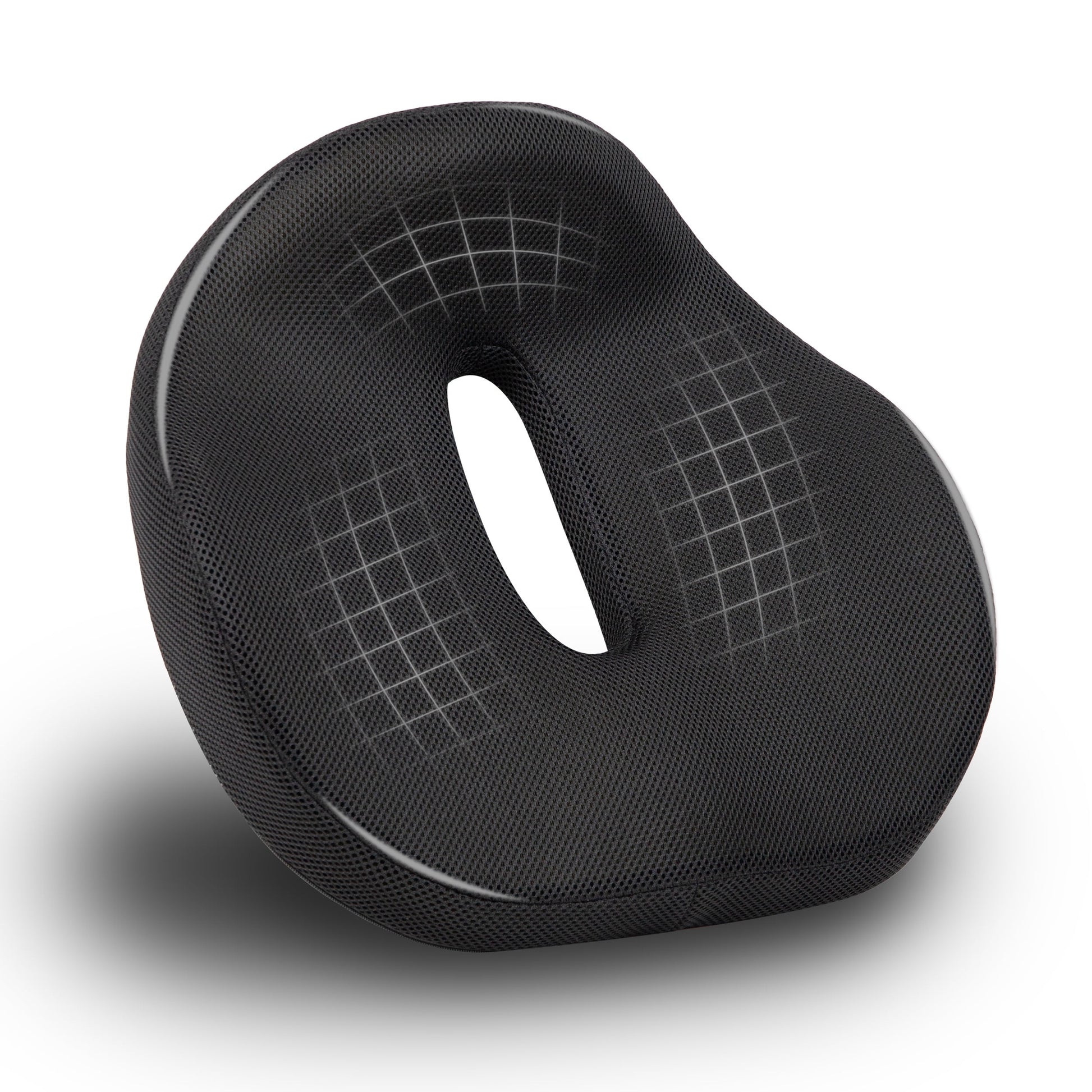 Mind Reader Donut Pillow with Air-Cloud Technology, Ergonomic Memory Foam Seat Cushion for Tailbone, Hemorrhoid, Pregnancy & Lower Back Pain Relief, Washable Cover, Black
