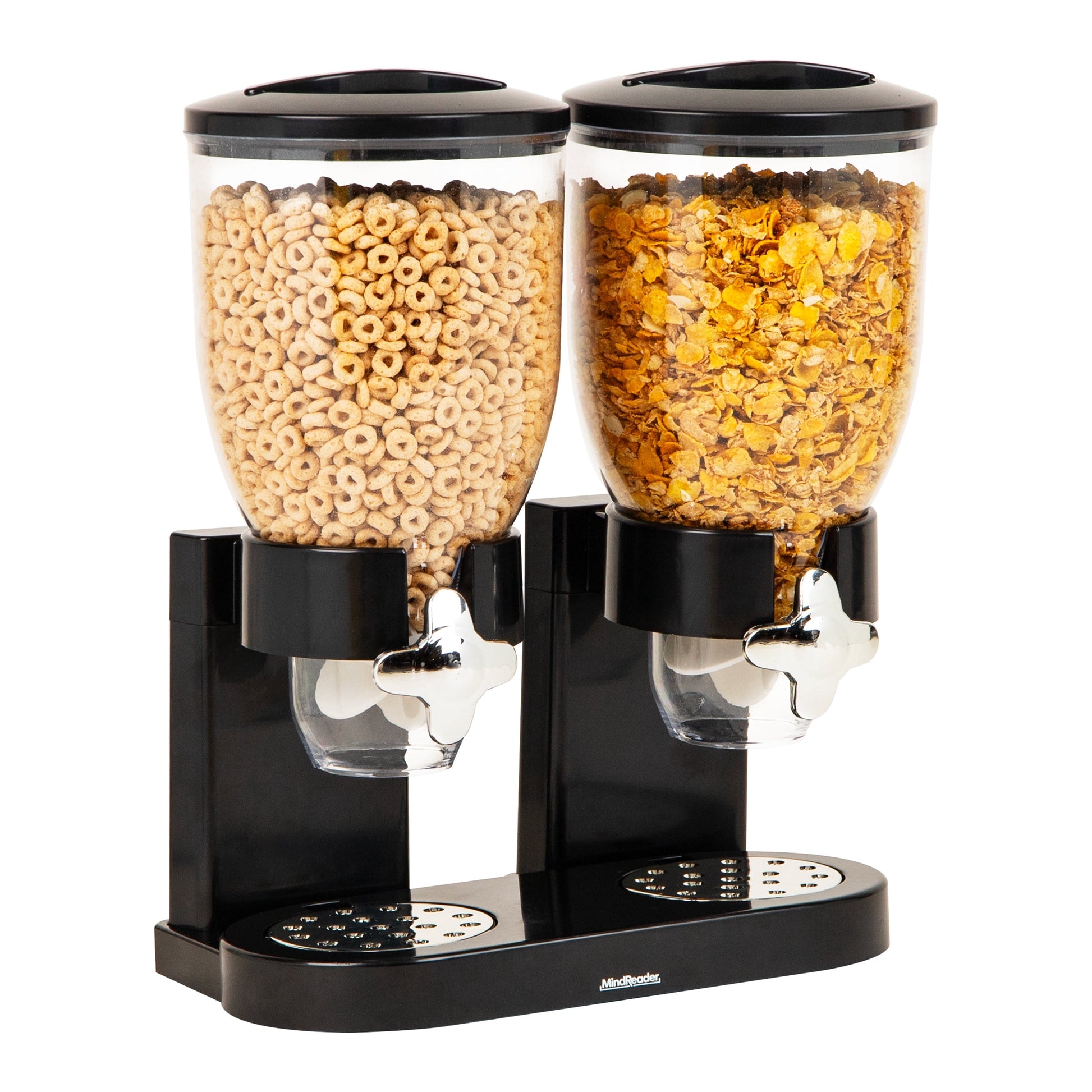 Mind Reader Double Dry Food Dispenser, 2 x 3.5L Countertop Containers for Cereal, Granola, Candy, Rice, and Coffee Beans, Black