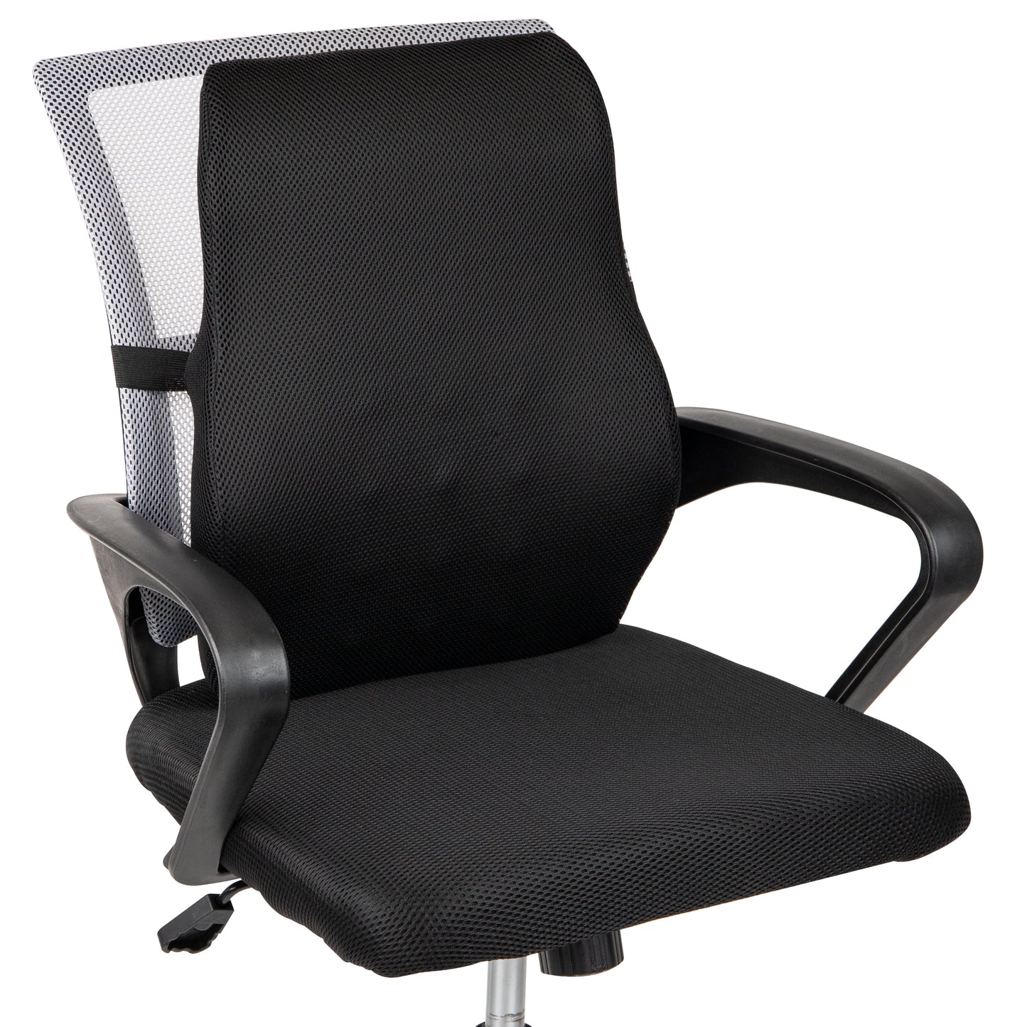 Mind Reader Ergonomic Lower Back Cushion, Office Chair Support, Foam, 17"L x 14.75"W x 5"Height, Black