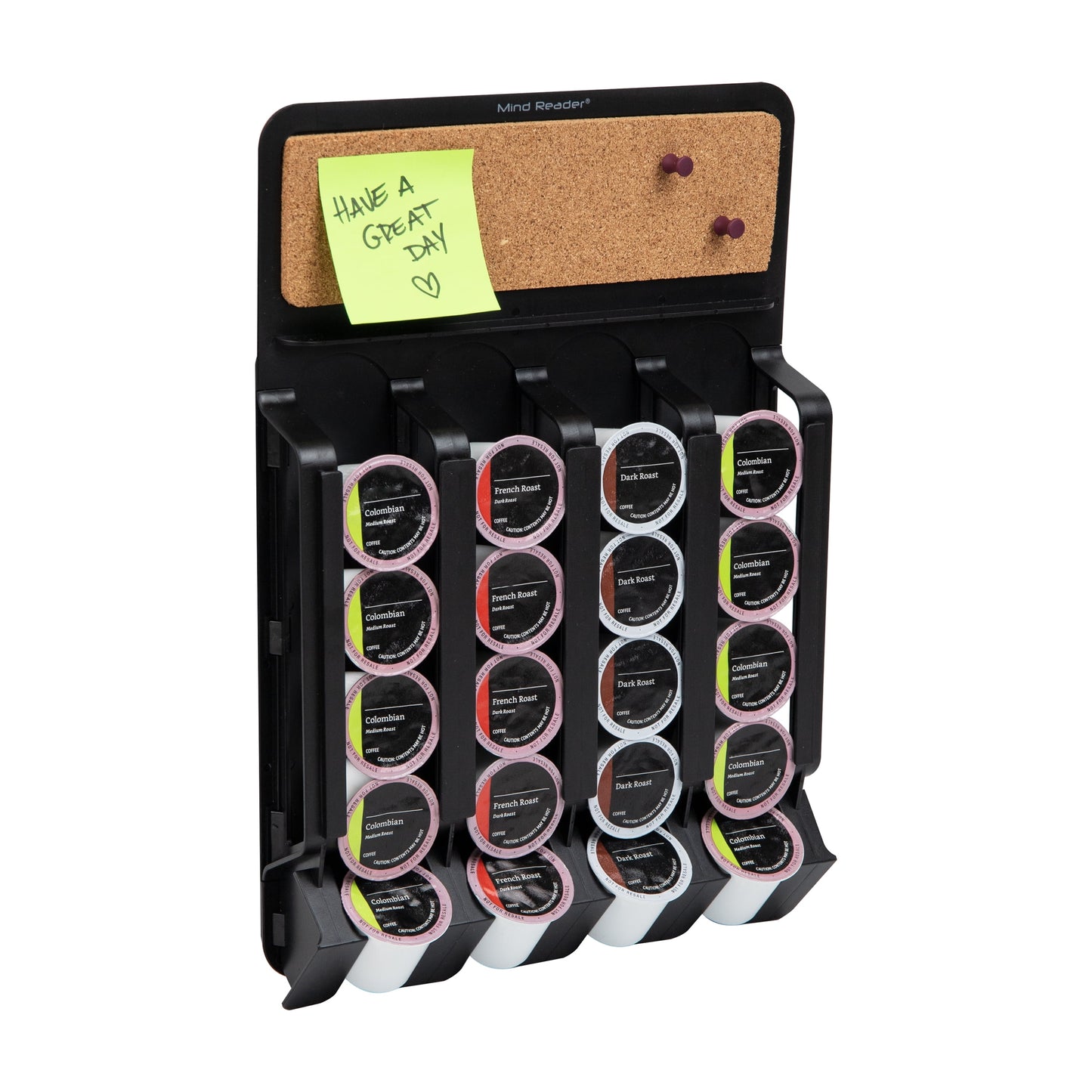 Mind Reader Organizador de Pods Montado en la Pared, Capacidad para 20 Pods, MagnÃ©tico O Adhesivo, Negro