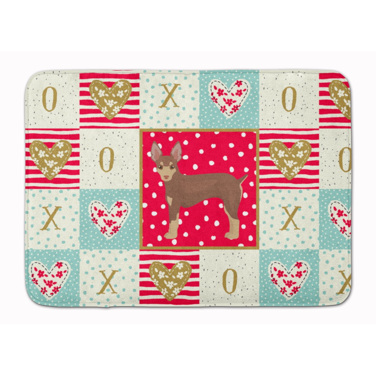 Miniature Fox Terrier Love Machine Washable Memory Foam Mat Red