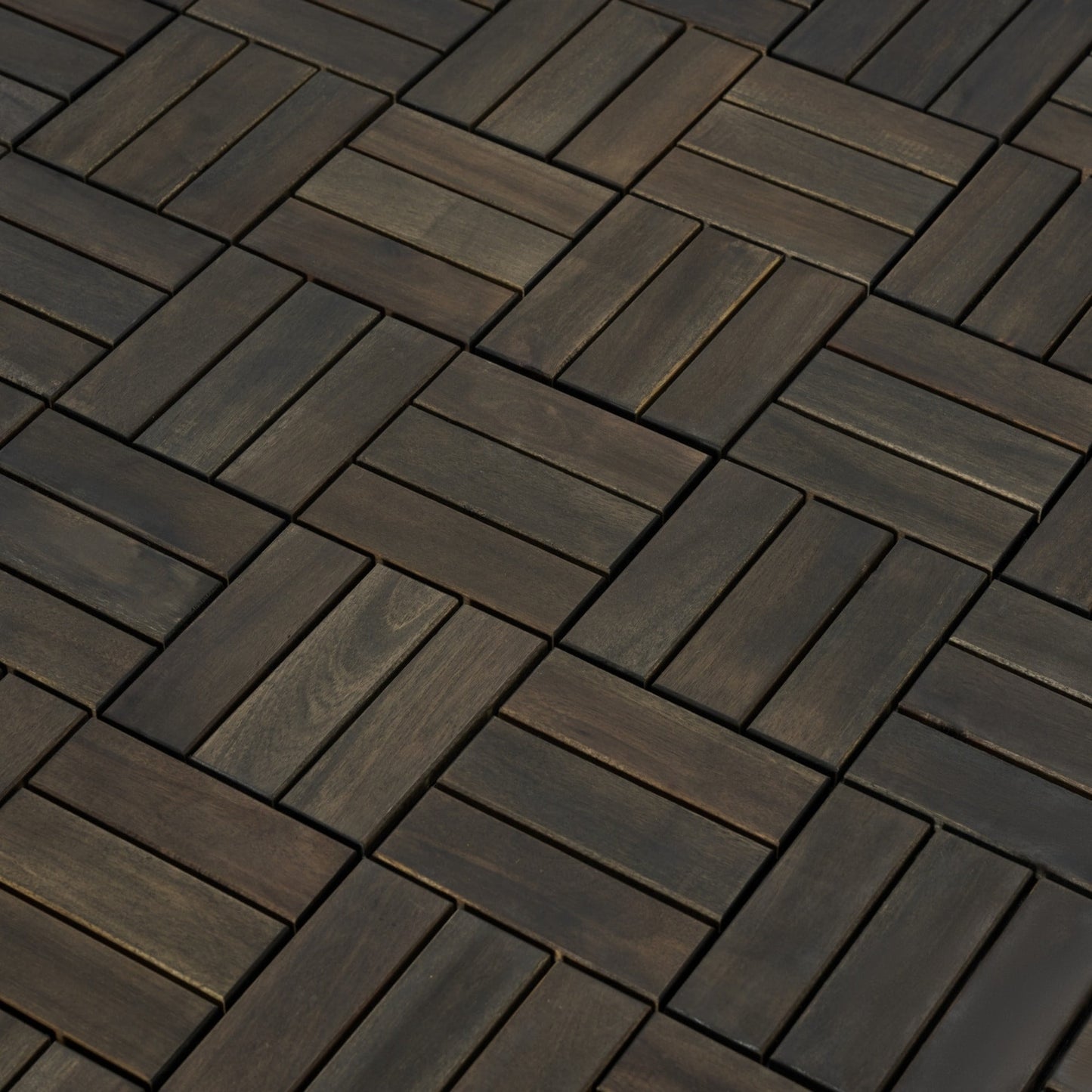 Miniyam 10 Piezas de Baldosas Entrelazadas, 12" x 12", Madera de Acacia, para BalcÃ³n Exterior JardÃ­n, MarrÃ³n Oscuro