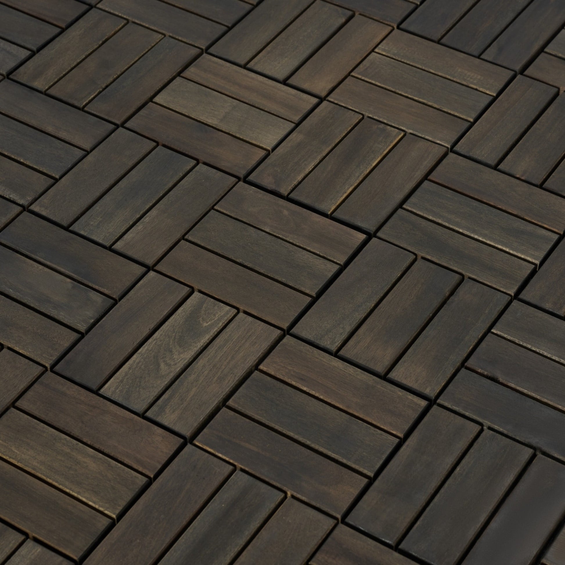 Miniyam 10 Piezas de Baldosas Entrelazadas, 12" x 12", Madera de Acacia, para BalcÃ³n Exterior JardÃ­n, MarrÃ³n Oscuro