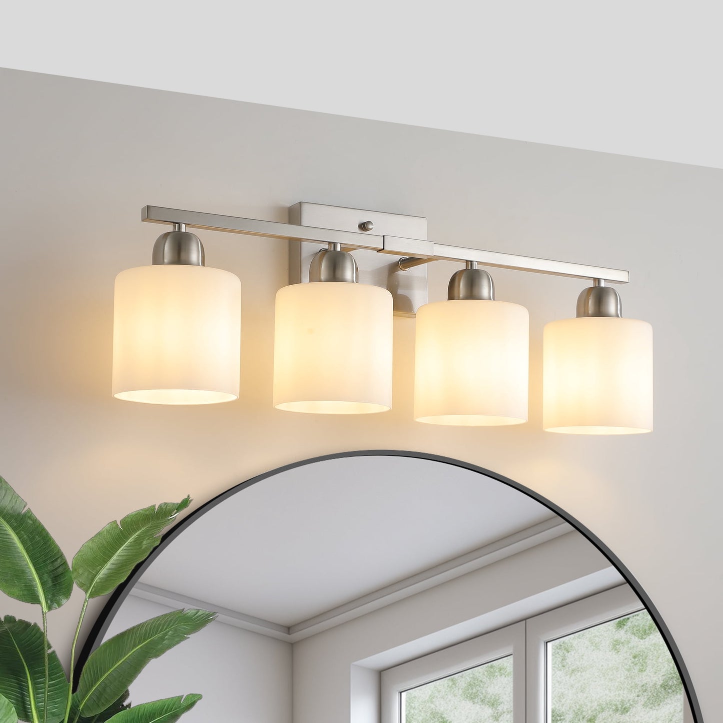 Miniyam 25 in 4 Light Chrome Vanity Light for Bathroom, Wall-Mounted Fixtures Over Mirror, E26, No Bulbs Included