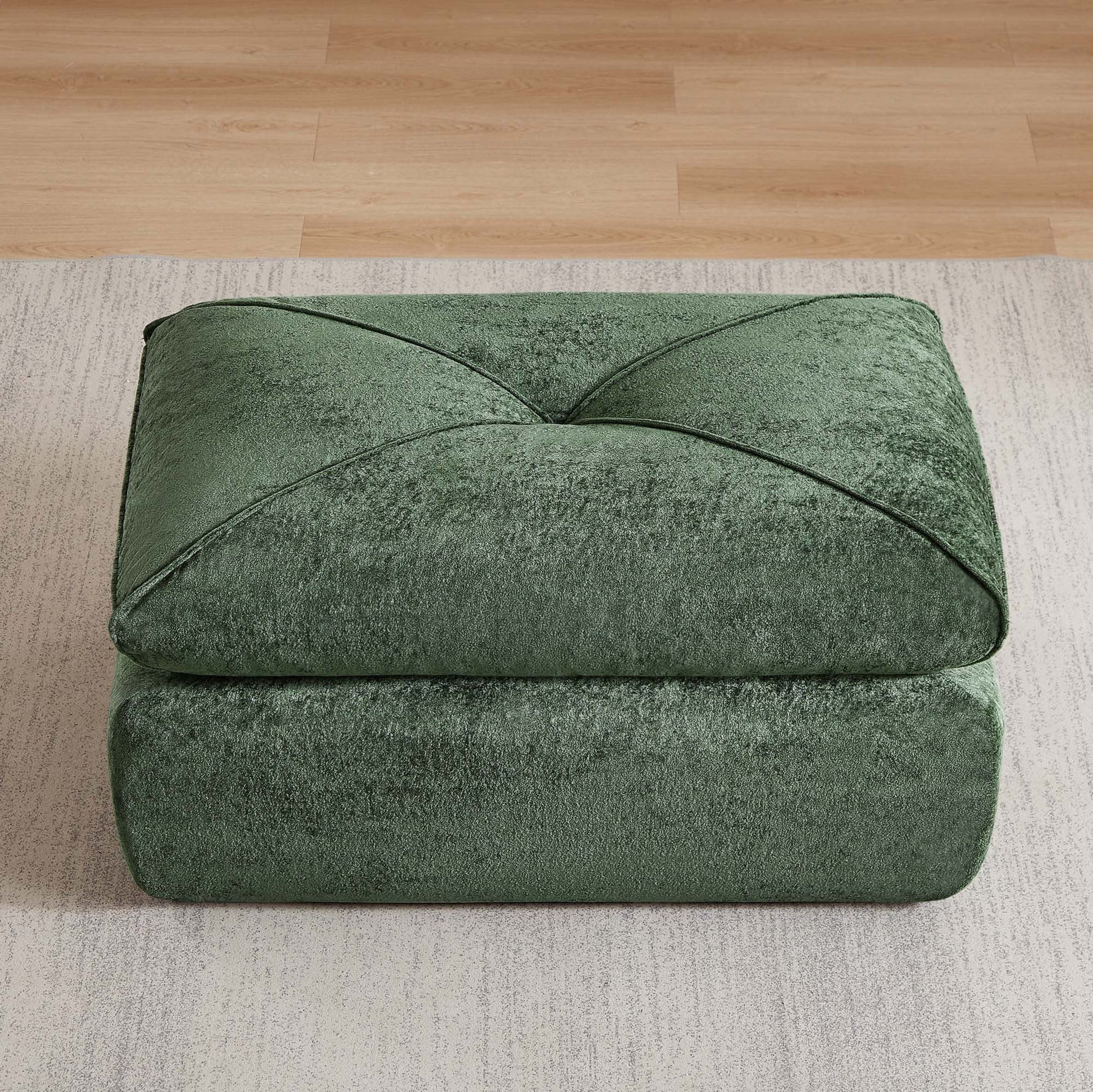 Miniyam 43" x 31" Green Multi-Functional Ottoman | The Ultimate Flexible Piece to Complete Your L/U-Shape Sofa Configuration