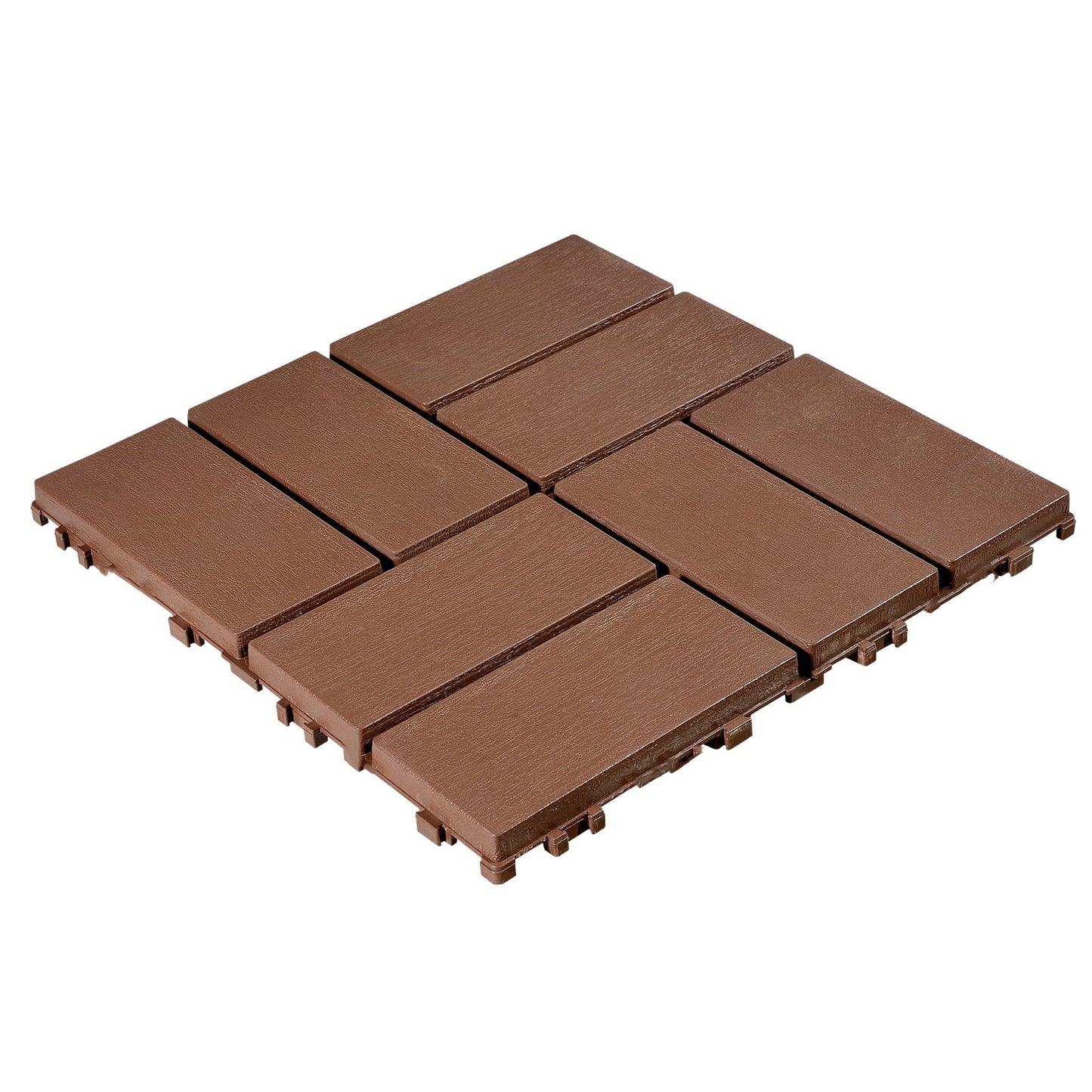 Miniyam Interlocking Deck Tiles, 44 Packs 11.8"x11.8" Waterproof Patio Floor Decking Tiles for Porch Poolside Balcony Backyard, All Weather Use, Brown(Overlapping)