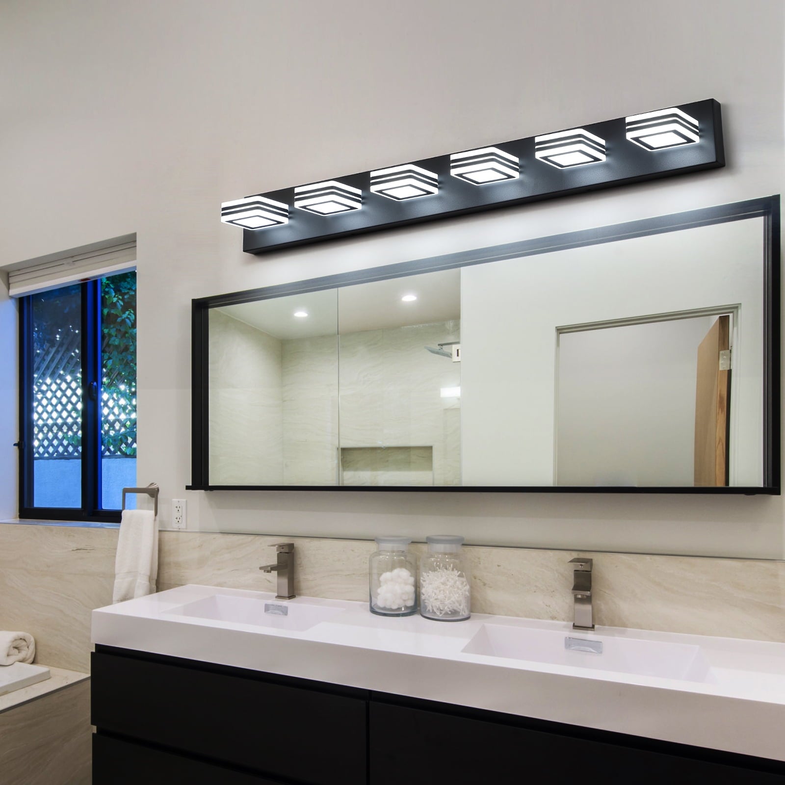 Miniyam LED Bathroom Vanity Light, 6-Light Modern Wall Lighting Fixtures over Mirror (Cool White)
