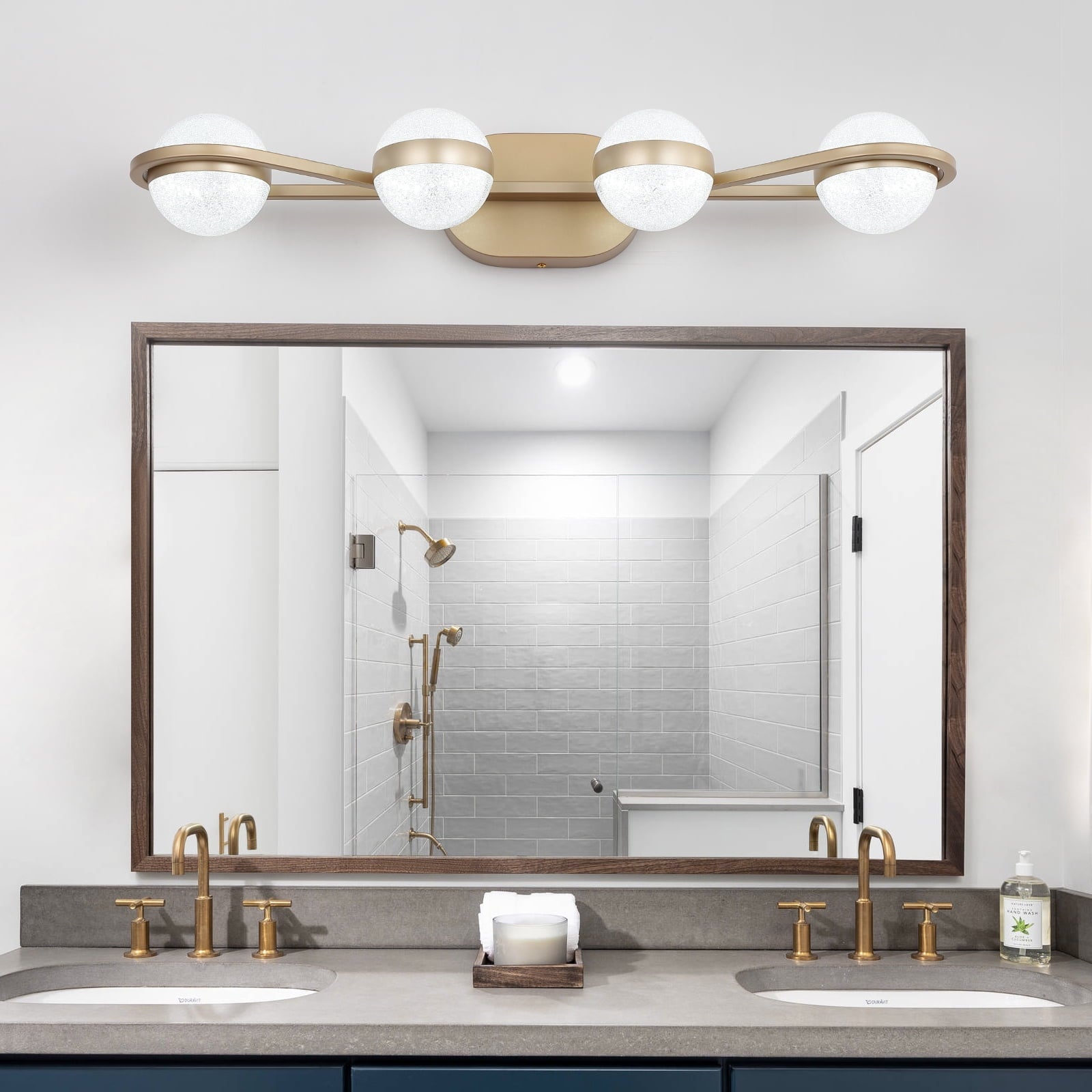 Miniyam Accesorios de Luz para Tocador, Accesorios de IluminaciÃ³n Moderna de Pared de AcrÃ­lico sobre Espejo (Dorado, 5 Luces)