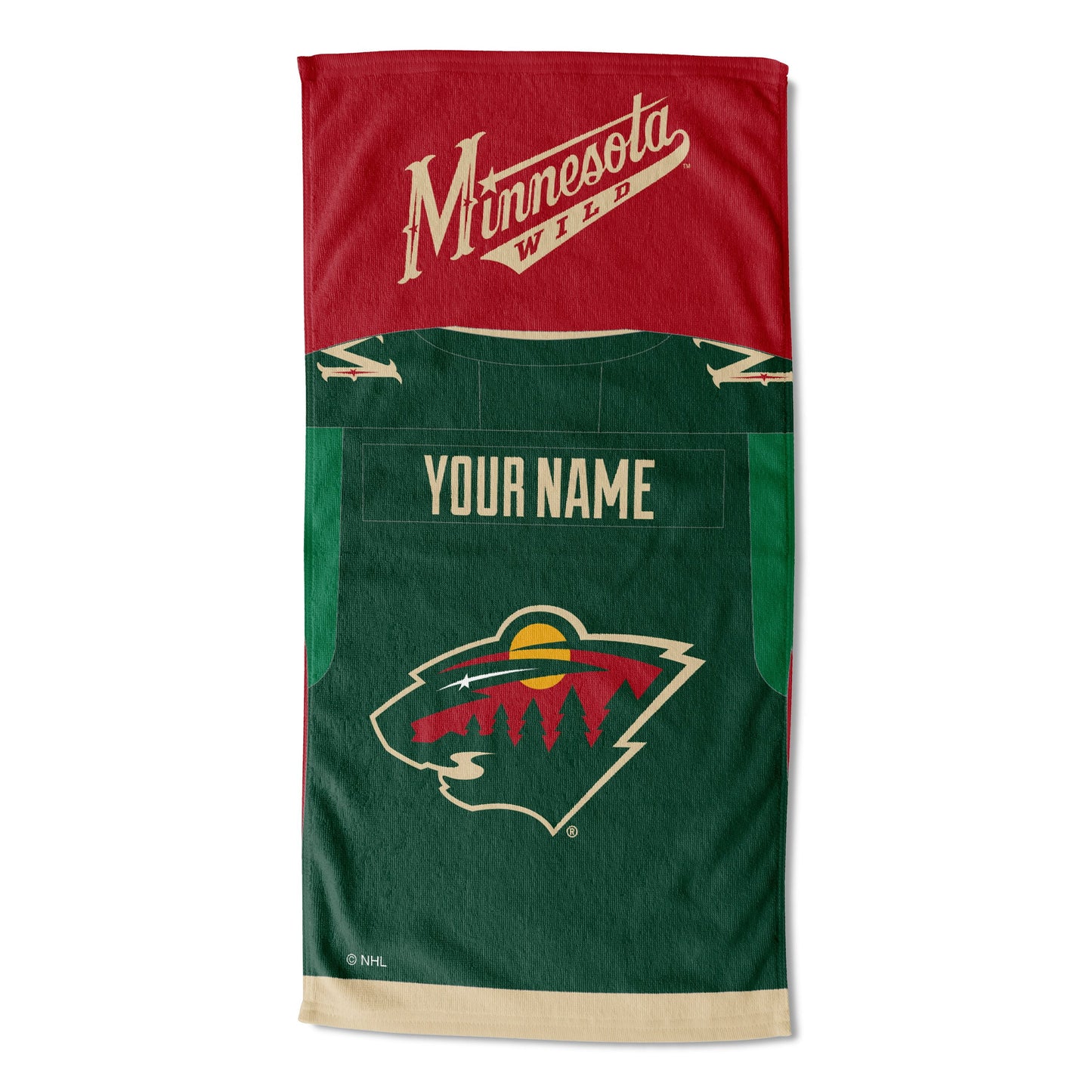 Minnesota Wild NHL Jersey Personalized Beach Towel, 30" x 60"