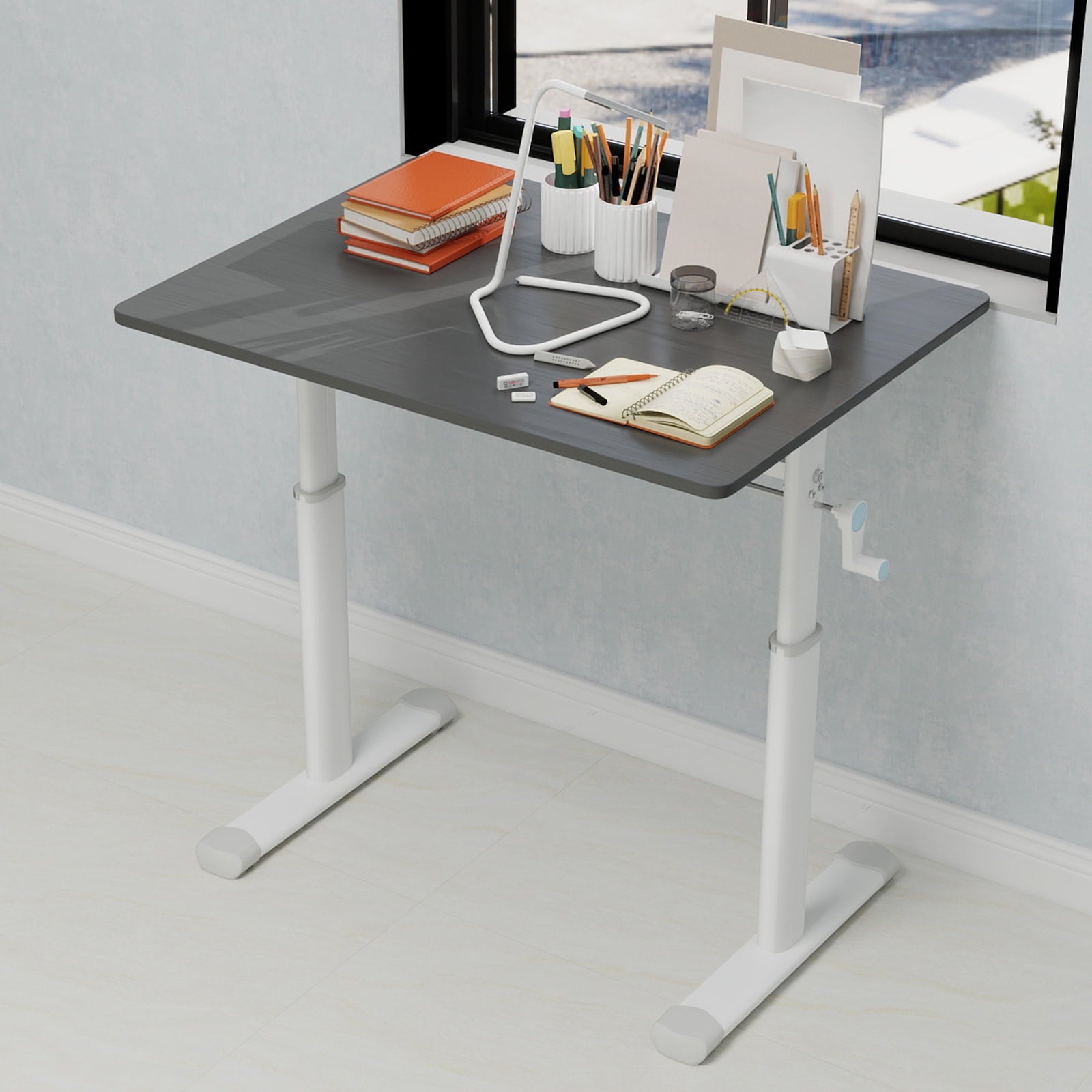 Mintazer 23" x 31.5" Height Adjustable Computer Desk, Home Office Standing Up Desk for Students,Teen and Adults, Grey