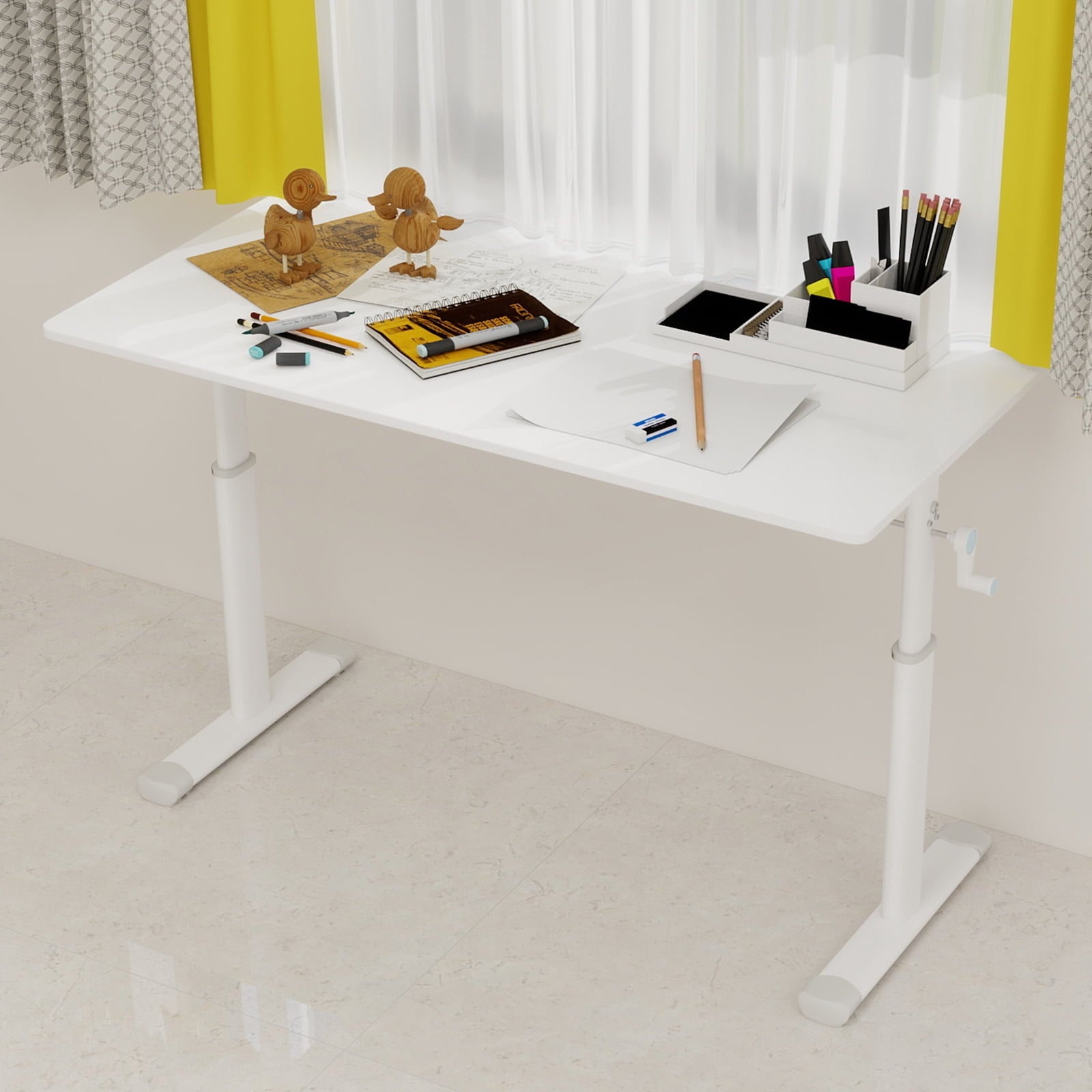 Mintazer 23" x 47" Height Adjustable Computer Desk, Home Office Standing Up Desk for Students,Teen and Adults, White