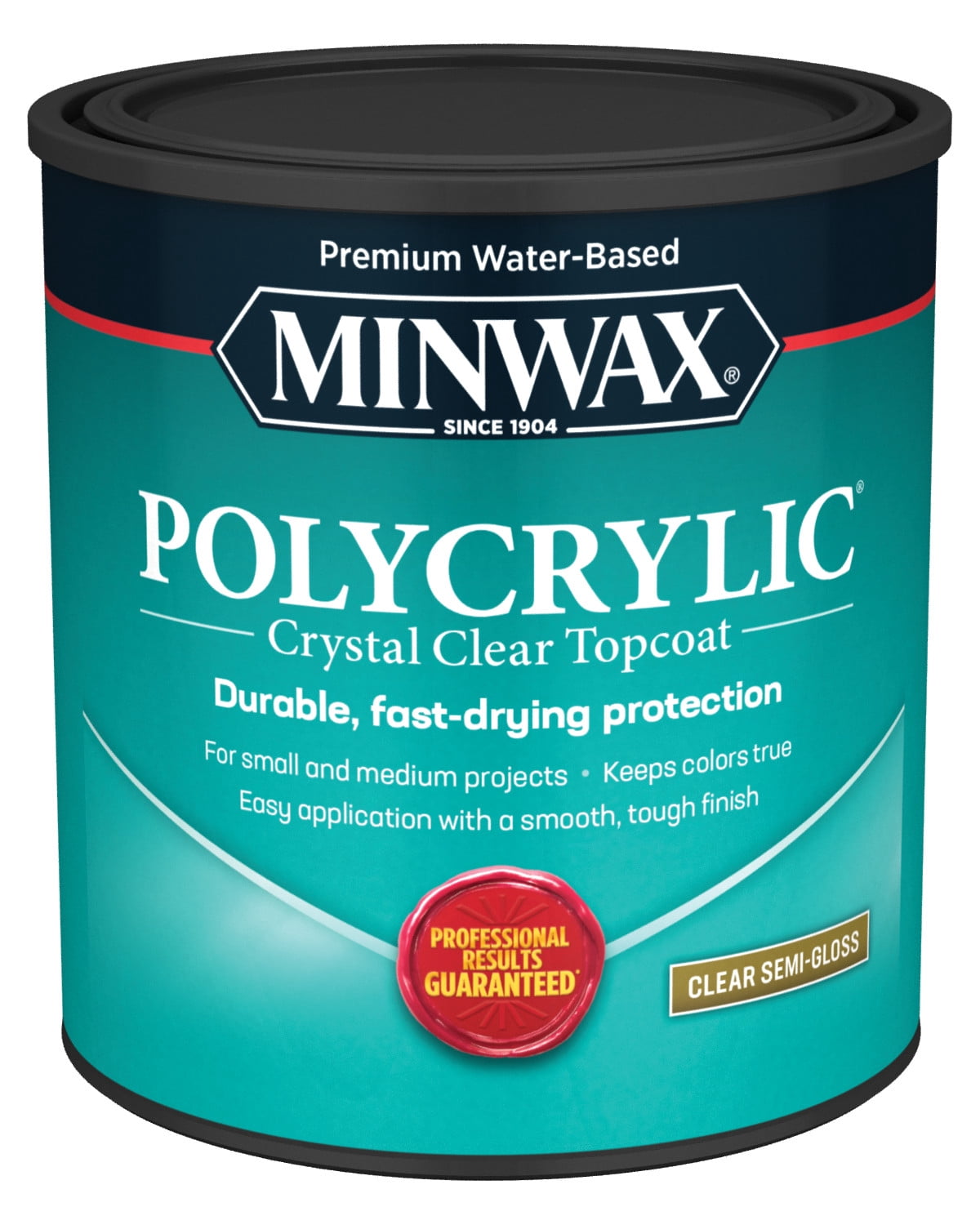 Minwax Polycrylic Protective Finish, Clear Semi-Gloss, Clear, 1 Quart