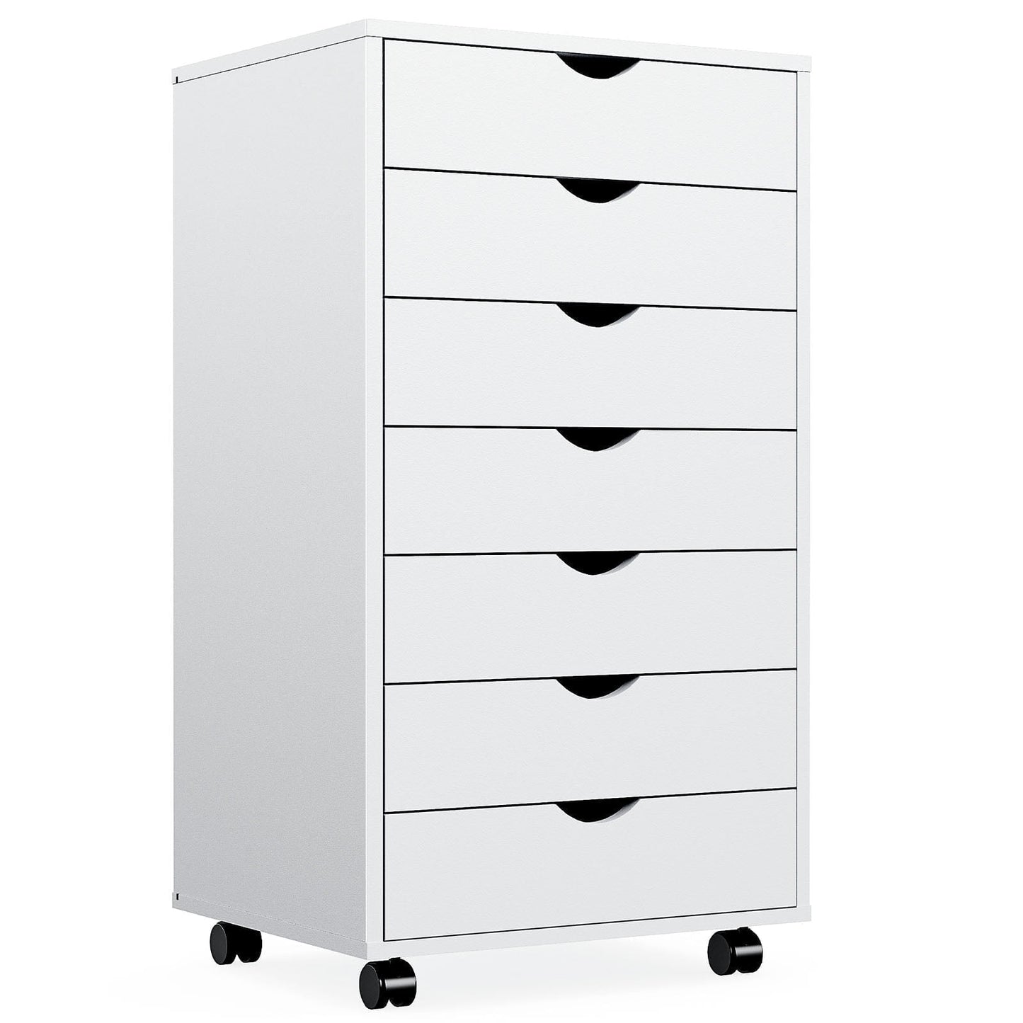 EDX 7 Drawer Dresser - Spacious Wood Storage Cabinet for Bedroom, Home, Office Organization, White