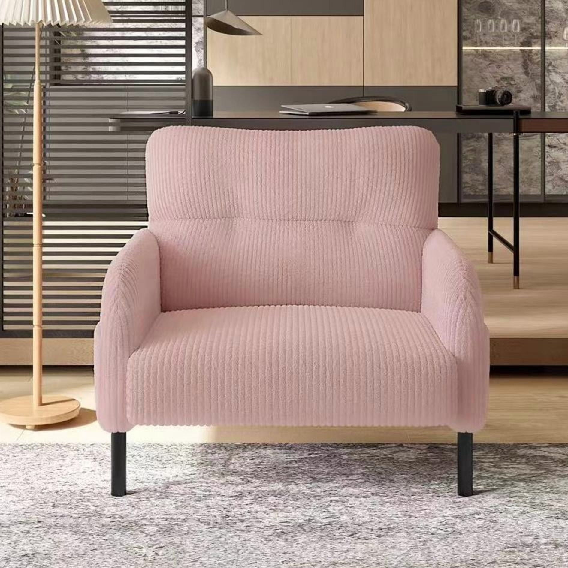 Modern Accent Chair,Armchair,Corduroy Fabric Sofa Chairs,Upholstered Armchair for Living Room,Bedroom,Office,Pink