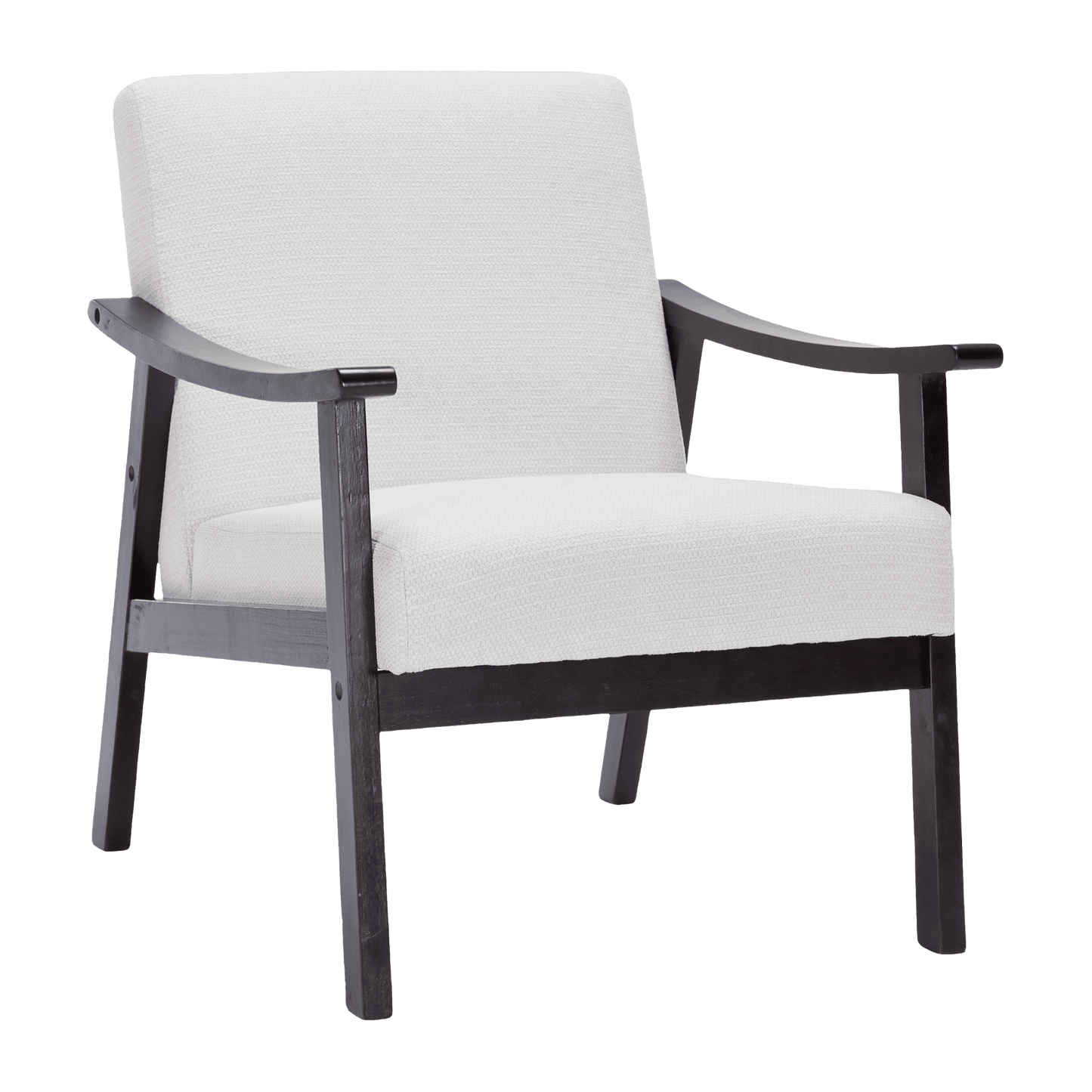 Modern Accent Chair, Mid-Century Living Room Chair, Linen Side Chair with High Back for Living Room, White