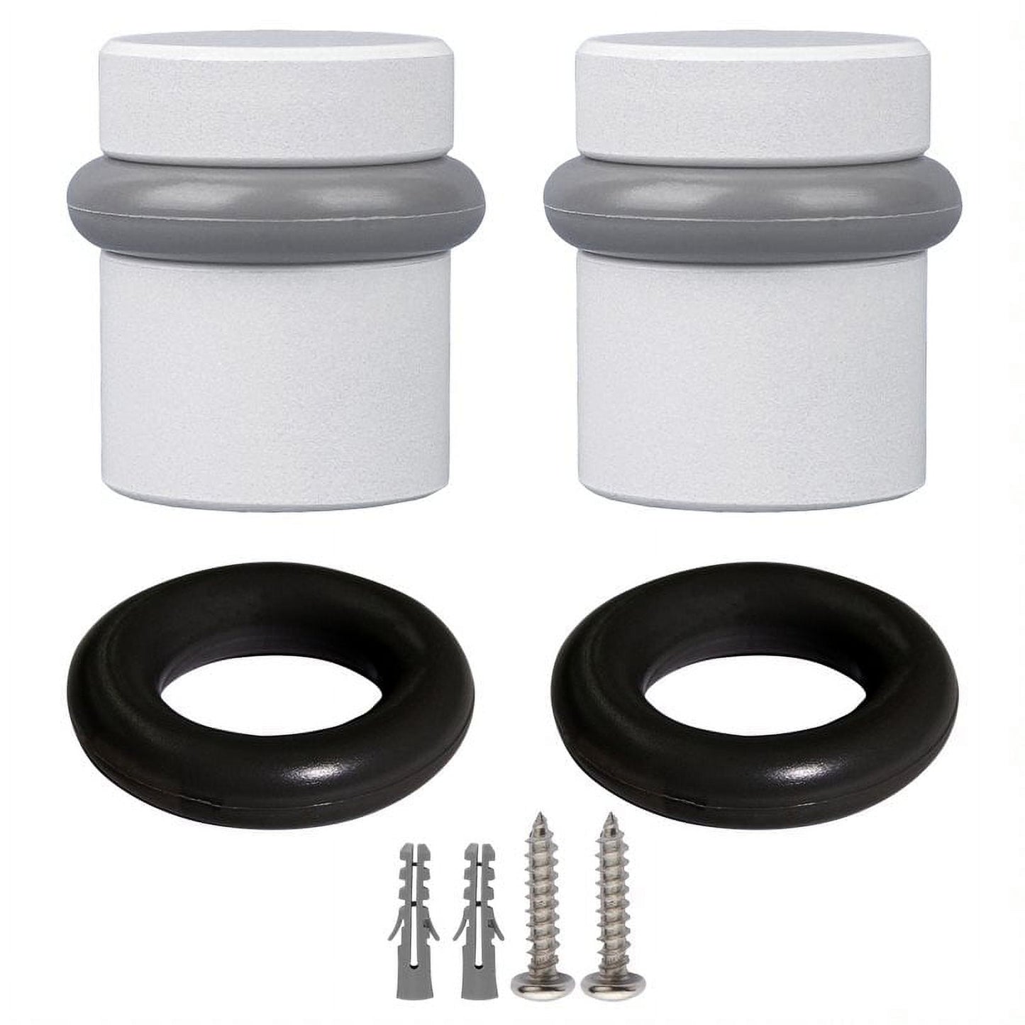 Design House 2-Pack Modern Cylindrical Floor Mounted Door Stops with Rubber Bumper, White