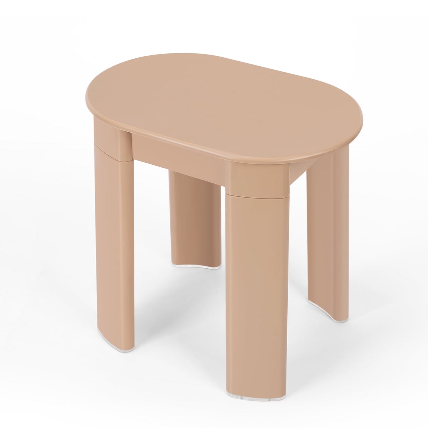 Modern Minimalist Low Small Plastic Round Stool, Beige Pink
