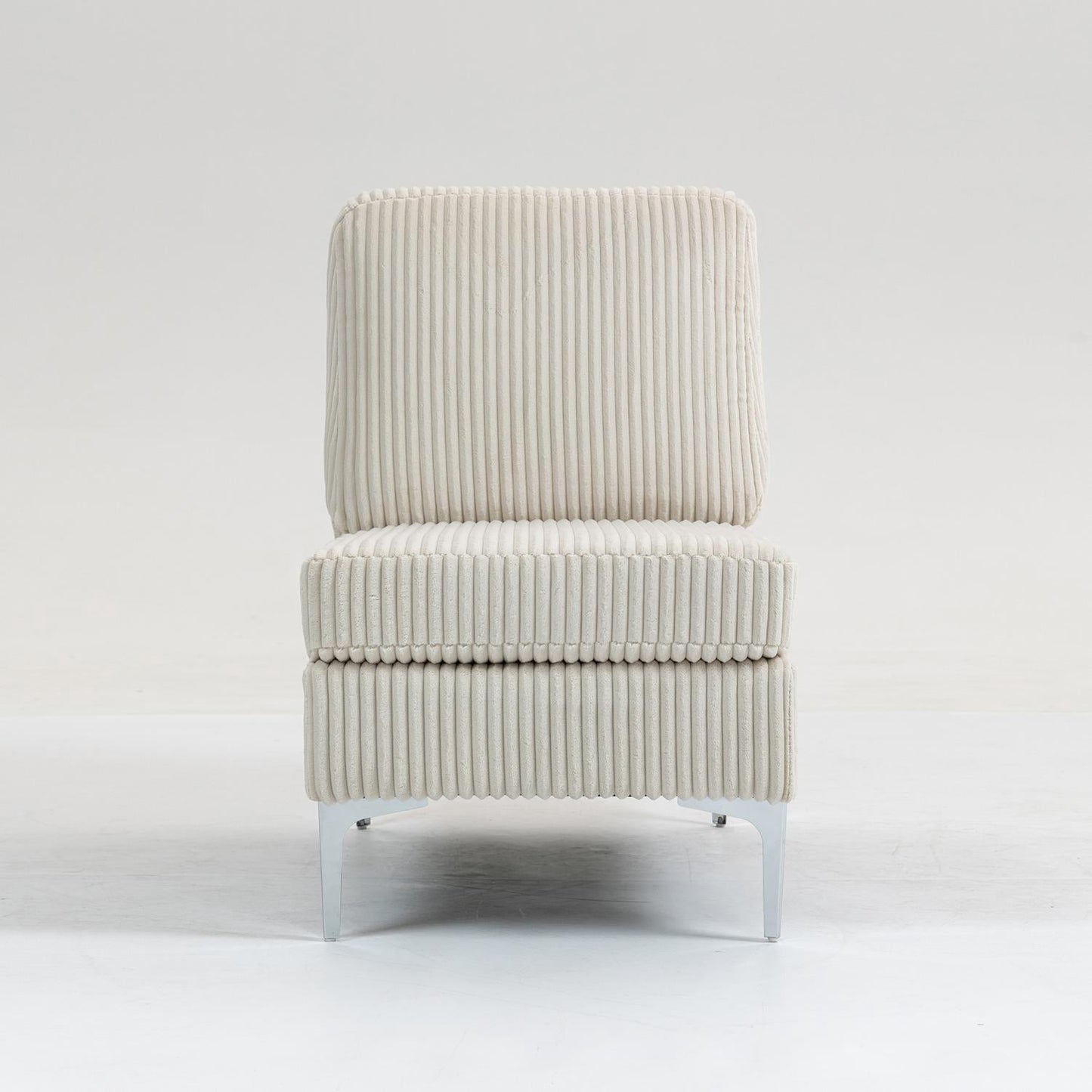 Modular Sectional Sofa, Armless Seat, Single Accent Chair, Beige Corduroy Fabric, Versatile Seating Arrangements