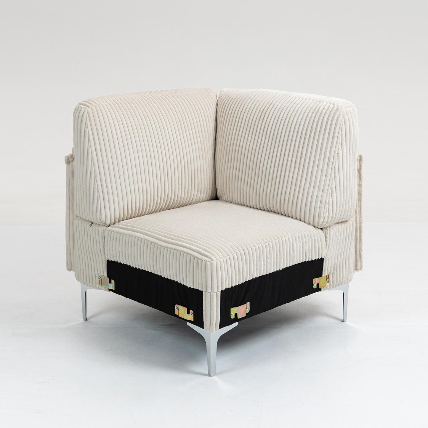 Modular Sectional Sofa, Corner Seat, Middle Seat Module Couch, Beige Corduroy Fabric, DIY Design with Multiple Configurations