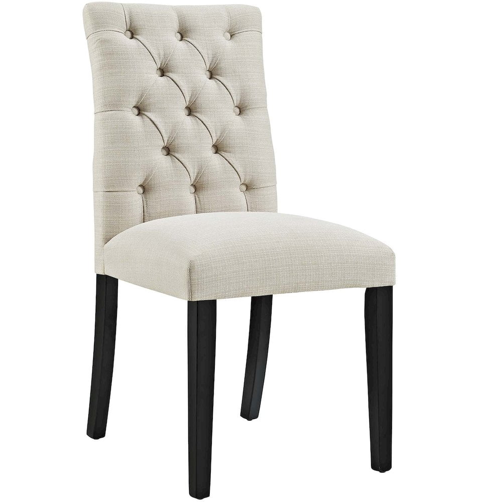 Modway Duchess 21.5" Button Tufted Polyester Fabric Dining Chair in Beige