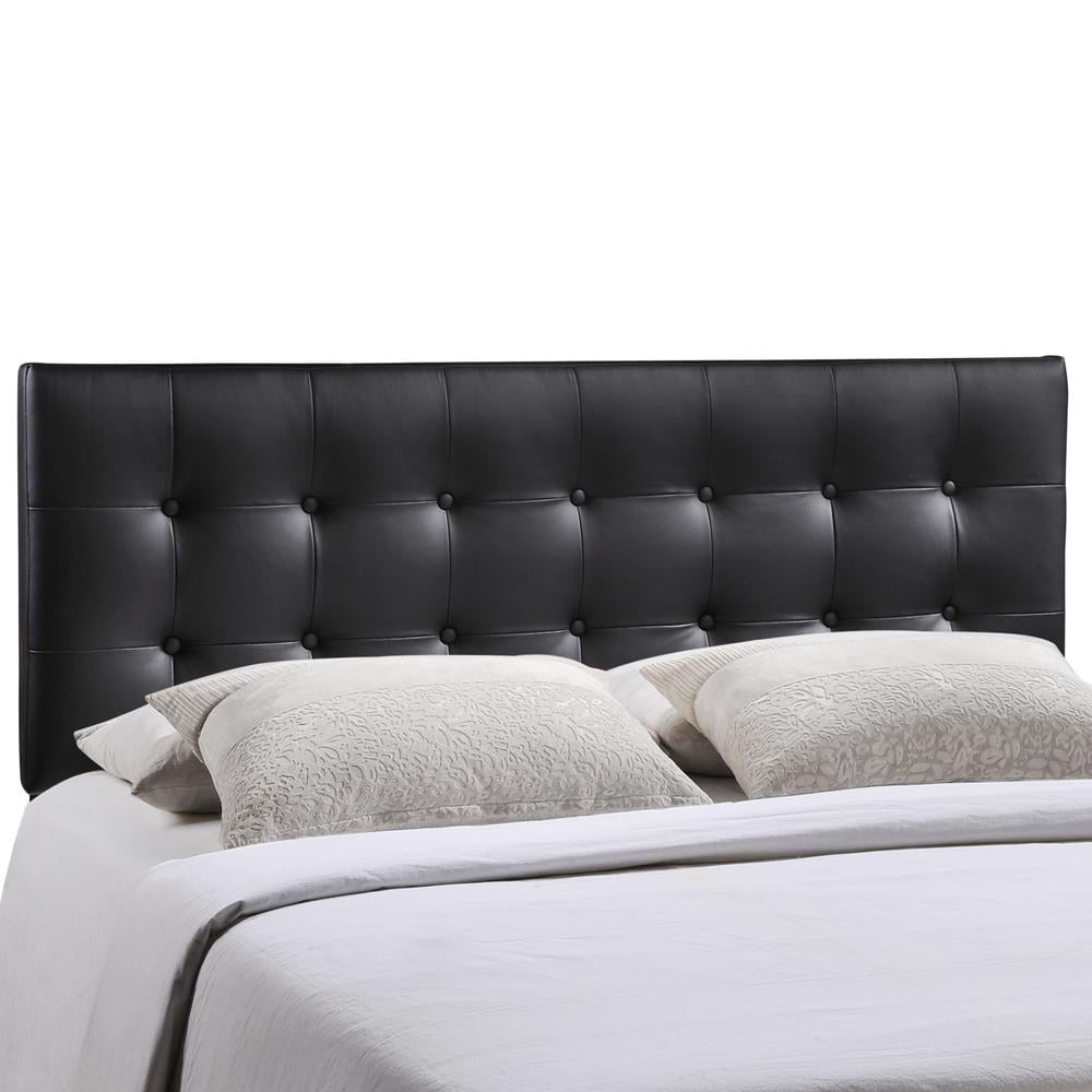 Modway Emily Queen Upholstered Faux Leather and Wood Headboard in Black