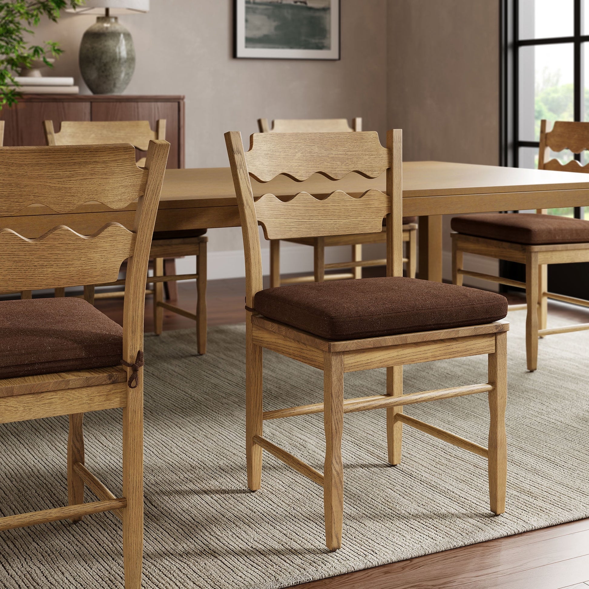 Jax Fabric Dining Chair Seat Cushion in Cocoa