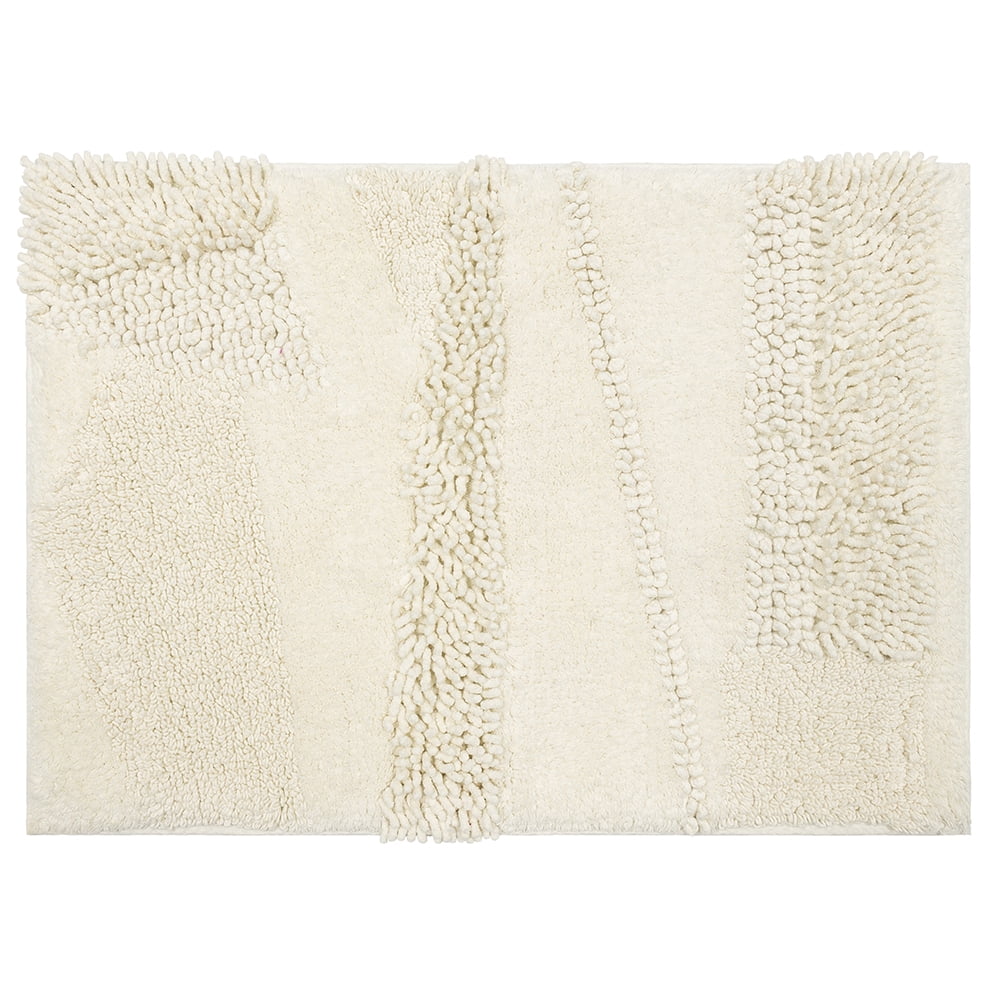 Mohawk Home Plush Cotton Fade/Stain Resistant Non-slip Machine Washable Bath Mat, Parchment, 2' x 5'