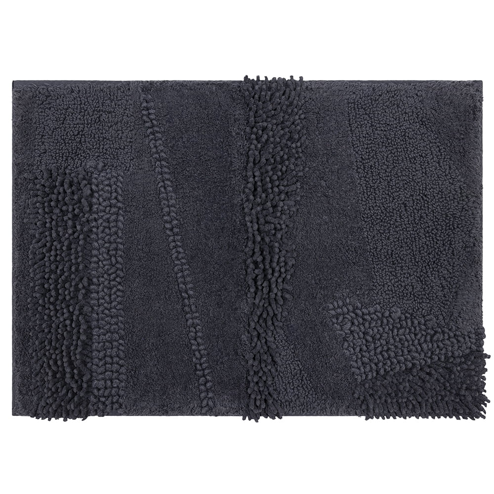 Mohawk Home Plush Cotton Fade/Stain Resistant Non-slip Machine Washable Bath Mat, Charcoal, 1' 5" x 2'