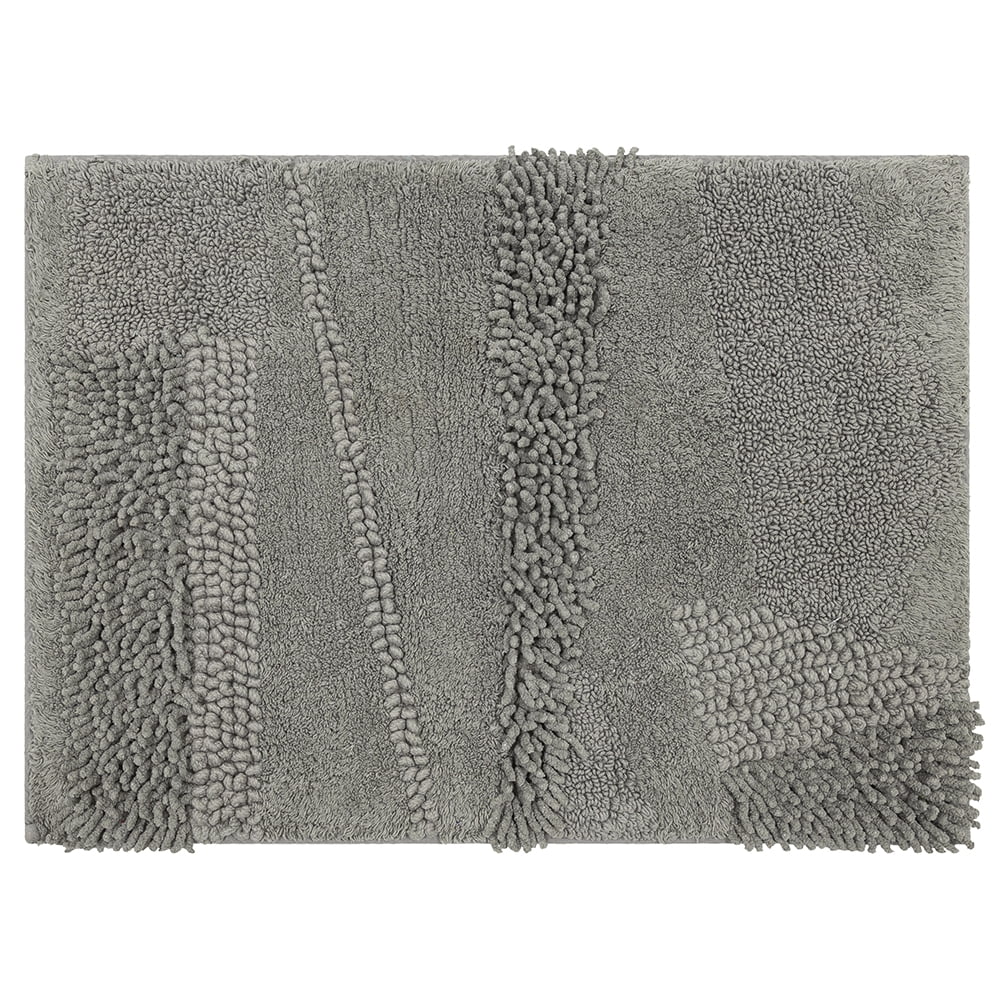 Mohawk Home Plush Cotton Fade/Stain Resistant Non-slip Machine Washable Bath Mat, Cool Grey, 2' x 5'