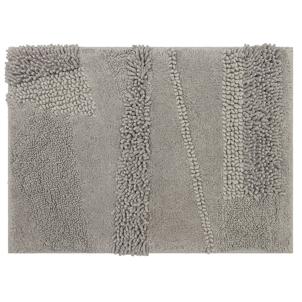 Mohawk Home Plush Cotton Fade/Stain Resistant Non-slip Machine Washable Bath Mat, Silver, 2' 3" x 3' 9"