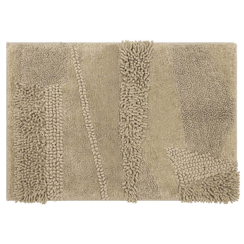 Mohawk Home Plush Cotton Fade/Stain Resistant Non-slip Machine Washable Bath Mat, Taupe, 1' 5" x 2'